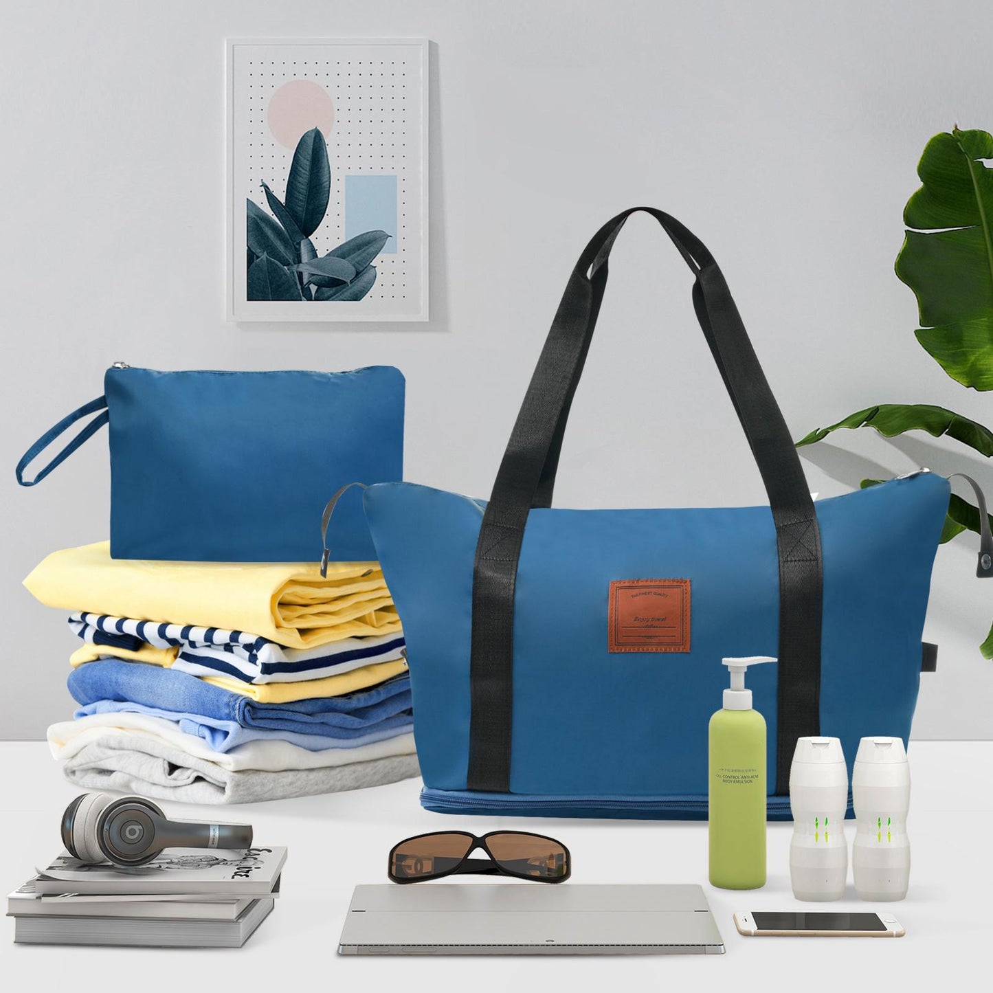 3 Piece Blue Luggage Set w/TSA Lock