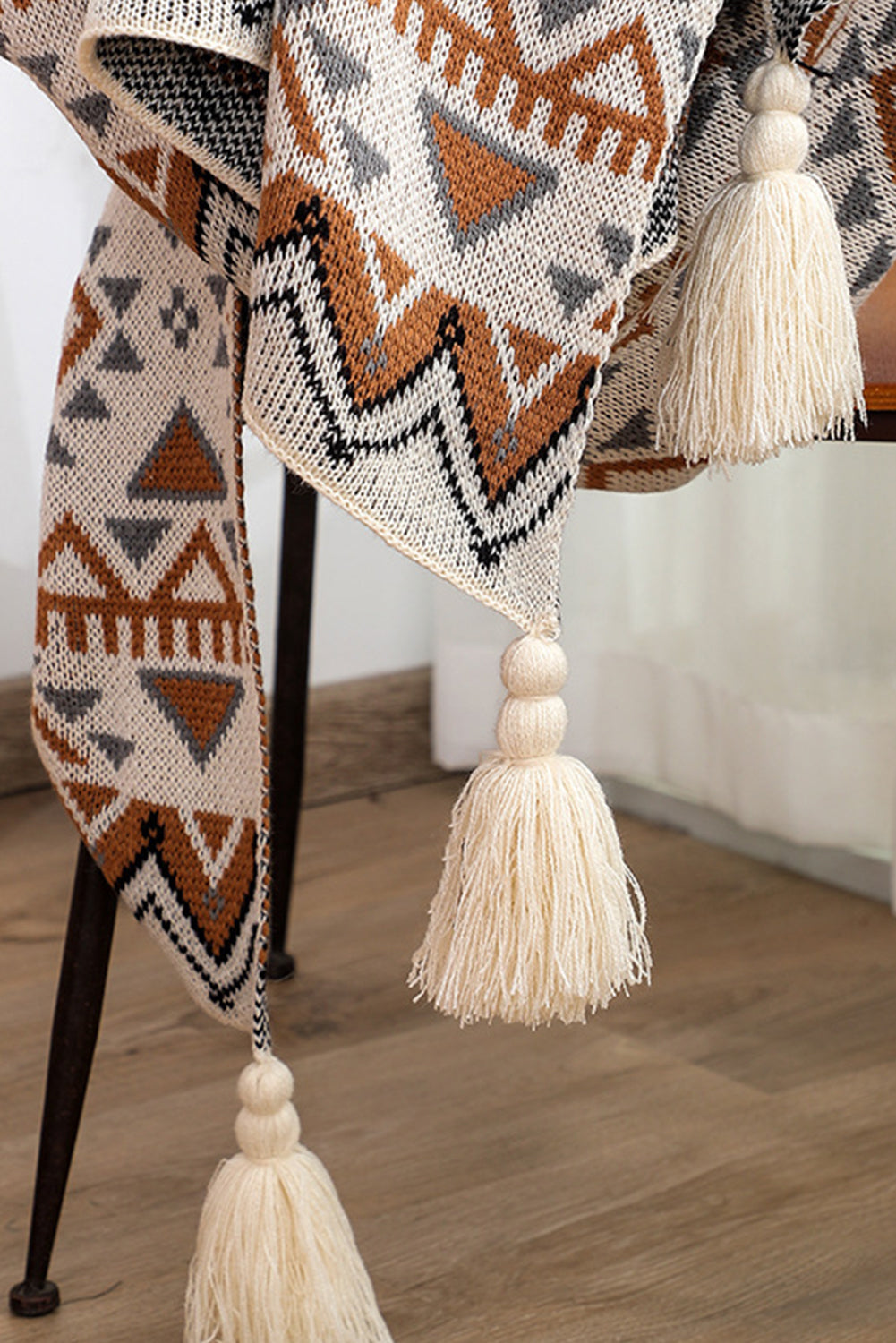 Parchment Boho Tassel Winter Throw Blanket