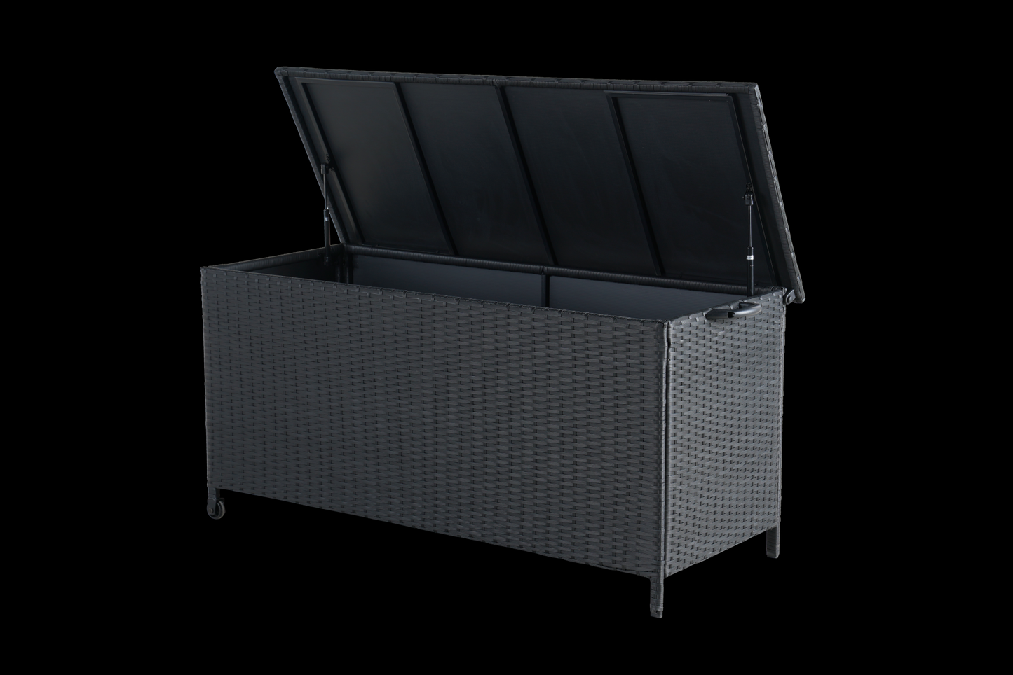 Black Iron Rattan Storage Bench