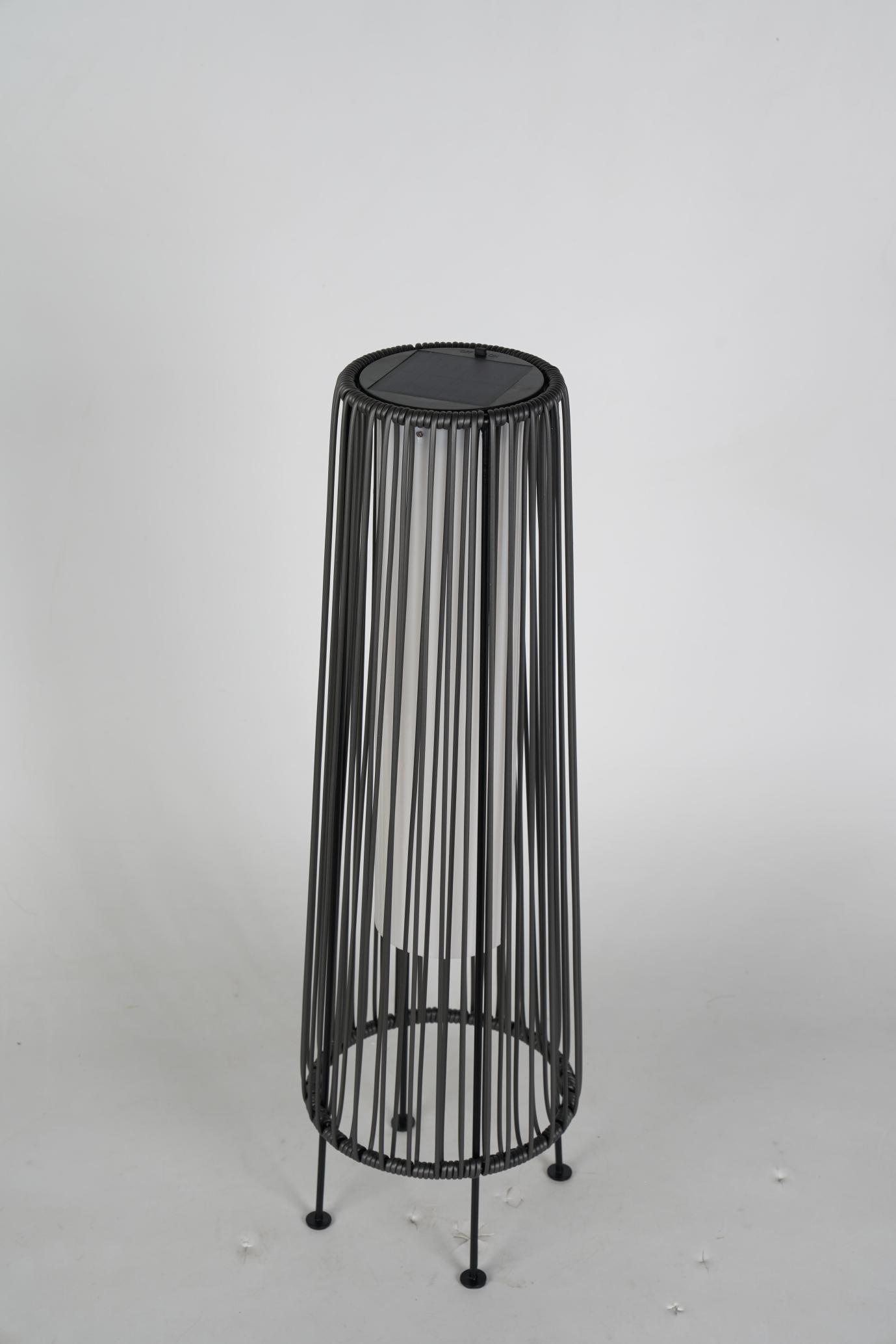 2-Pack Grey Outdoor Wicker Floor Solar Lamps