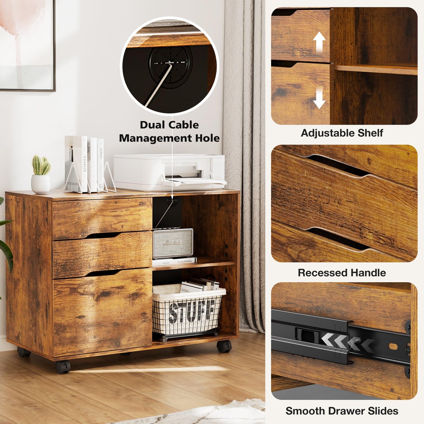 Brown Office Organizer Filing Cabinet