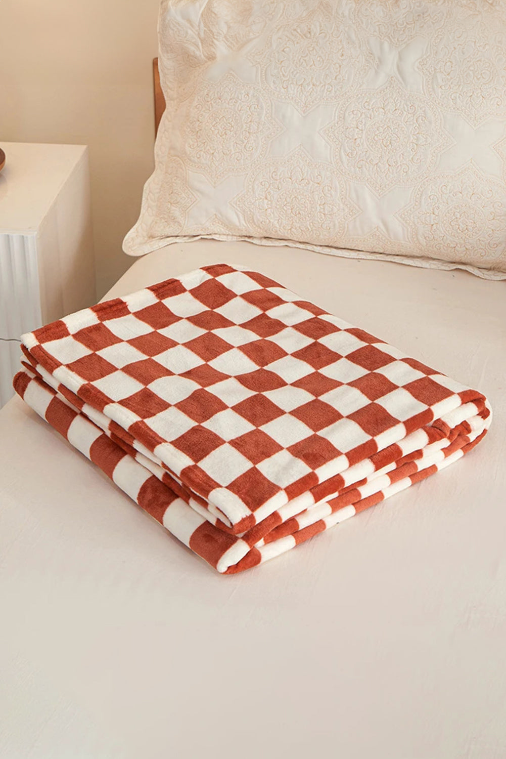 Navy Blue Checkerboard Printed Soft Throw Blanket 120*200cm