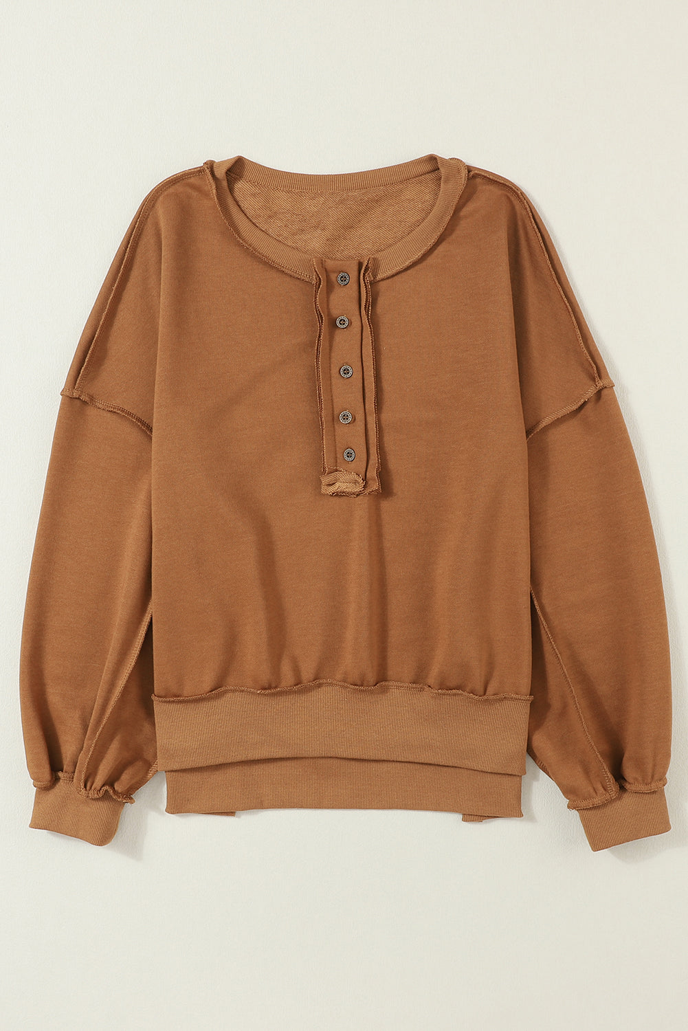Slouchy Henley-Sweatshirt mit tief angesetzter Schulterpartie in Pink