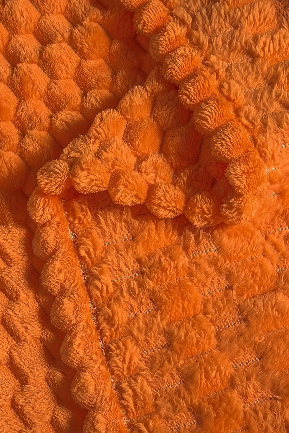 Orange Large Soft Fleece Textured Throw Blanket