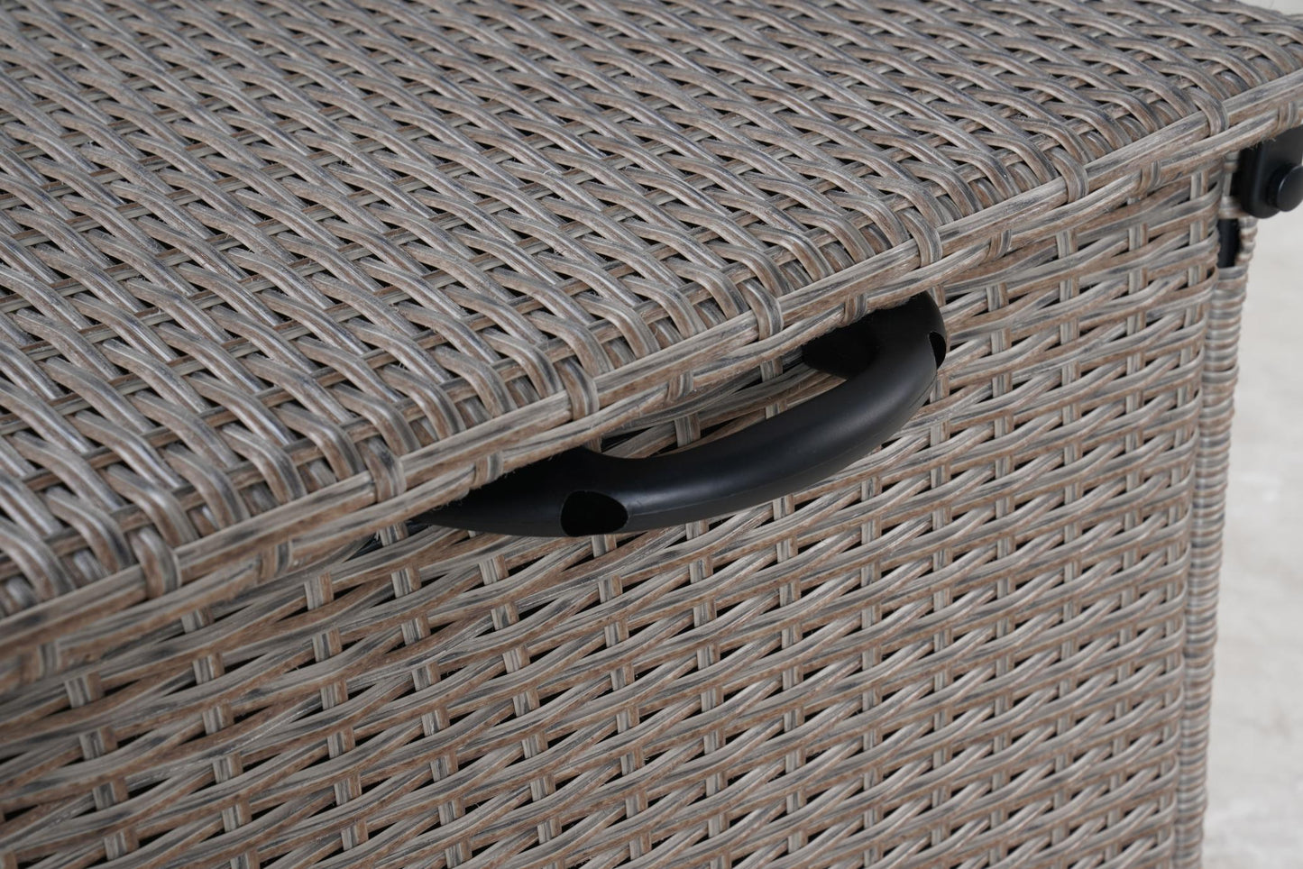 Grey Iron Rattan Storage Bench