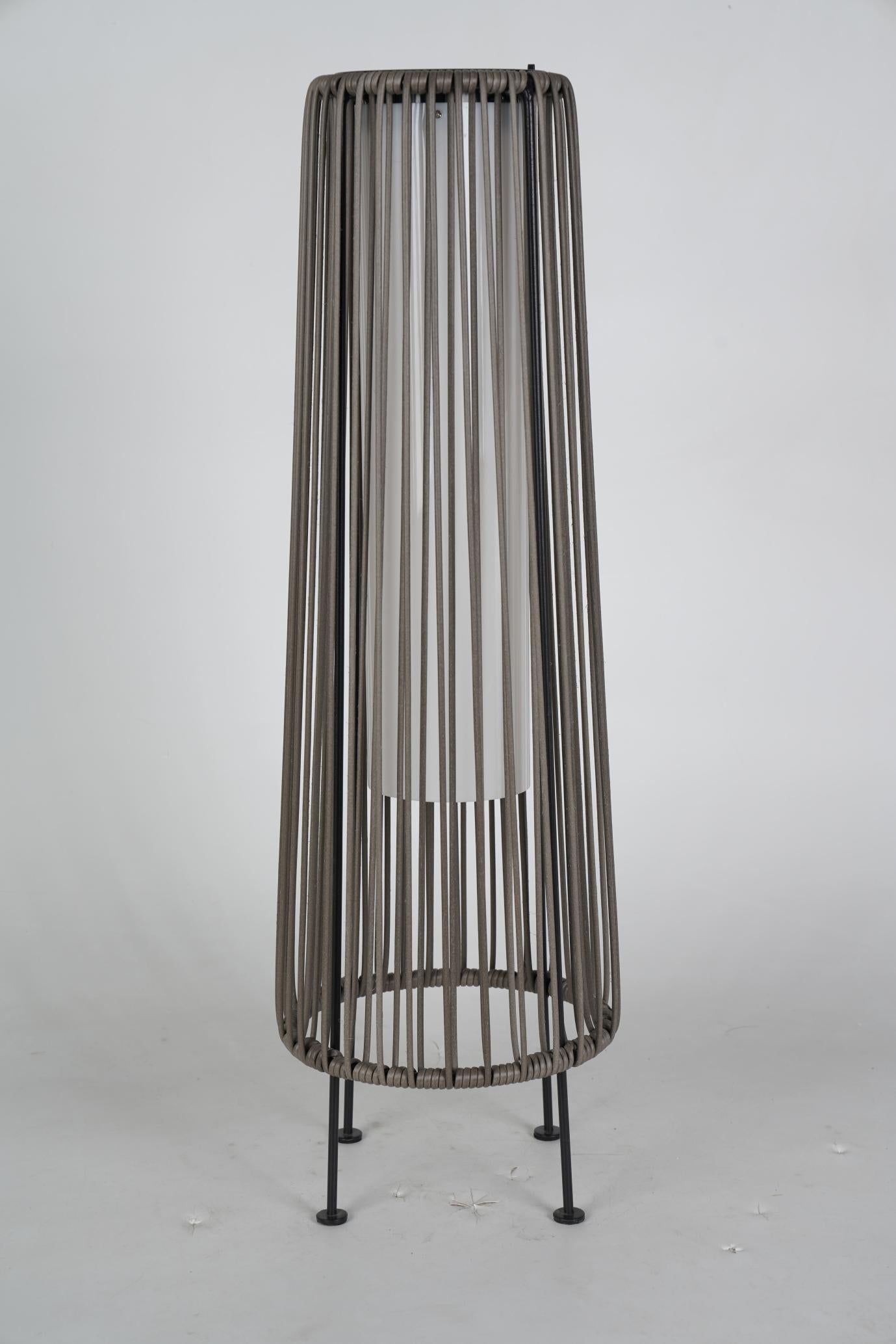 2-Pack Brown Outdoor Wicker Floor Solar Lamps
