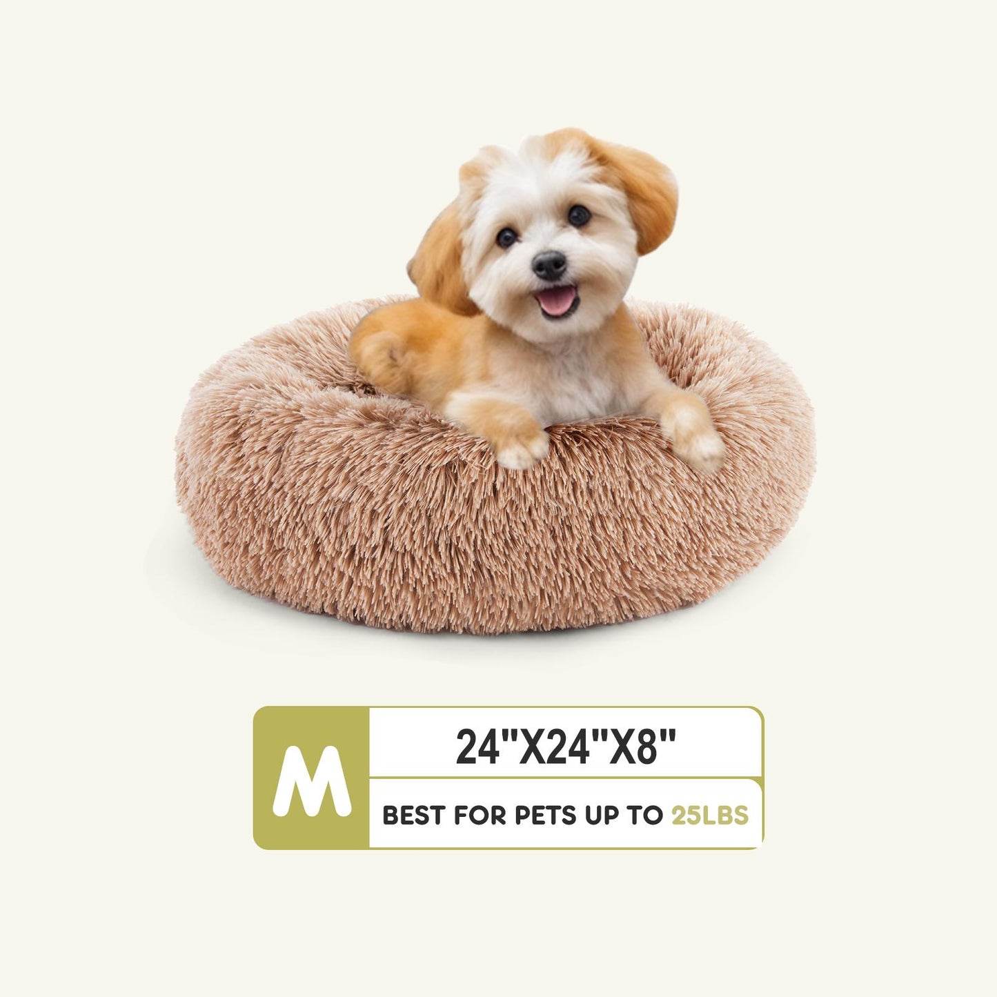 Medium Brown Anti-Slip Fluffy Plush Faux Fur Pet Bed