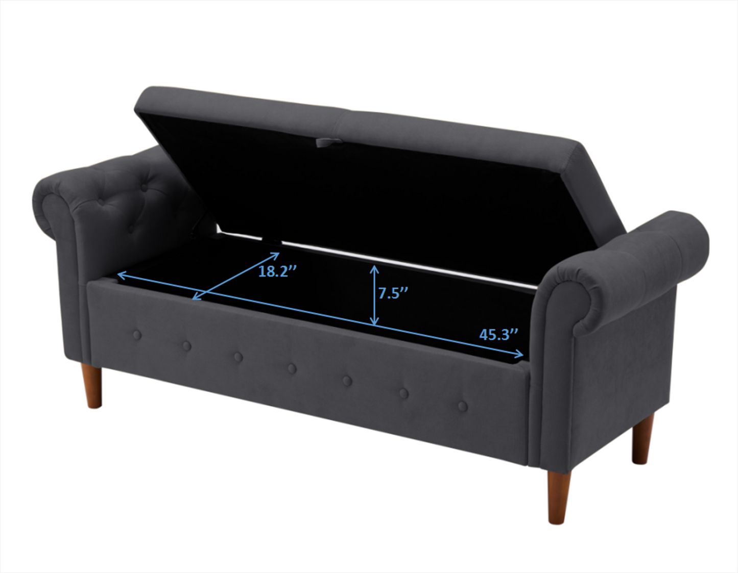 Dark Grey Large Storage Sofa Bench