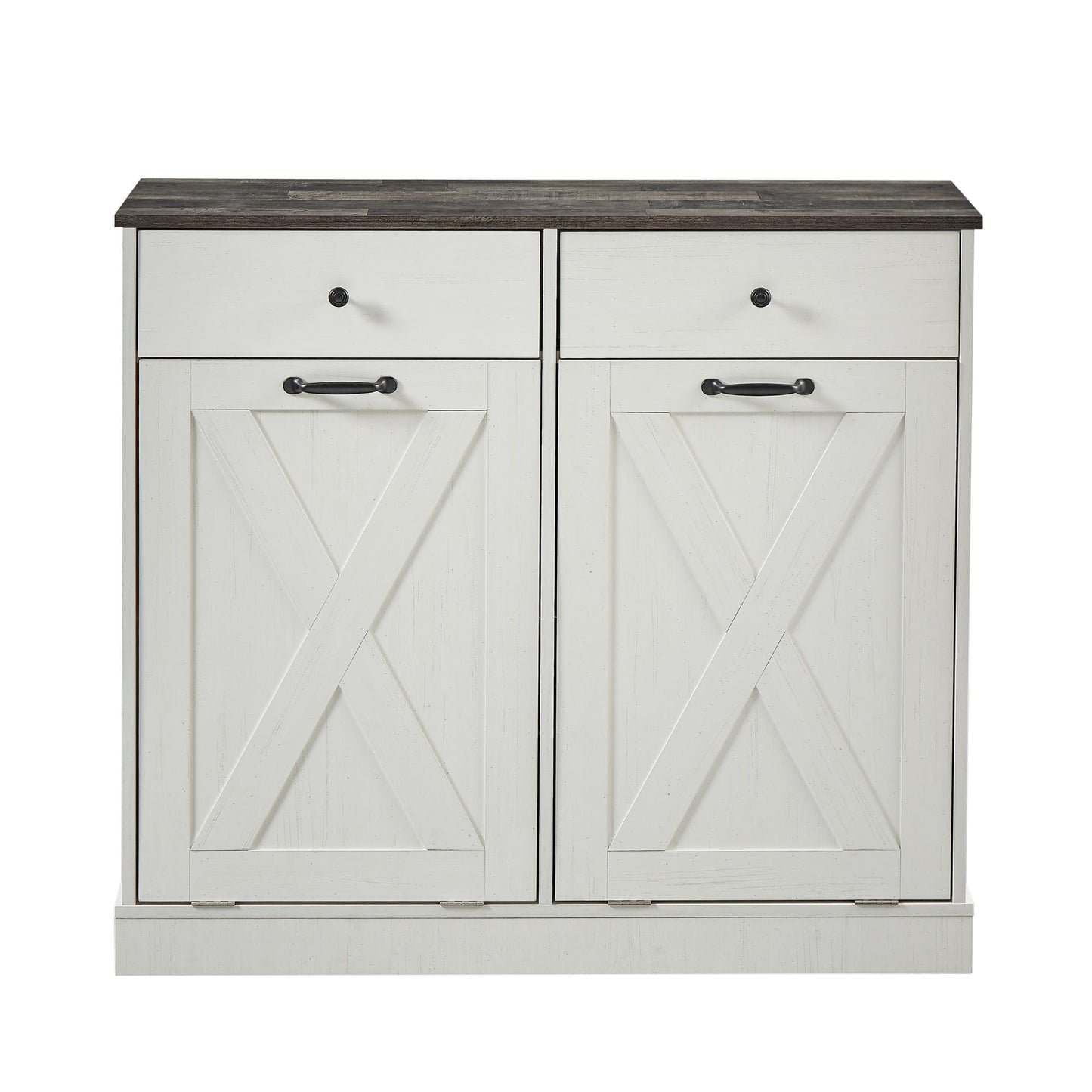 White Double Tilt Trash Can Cabinet