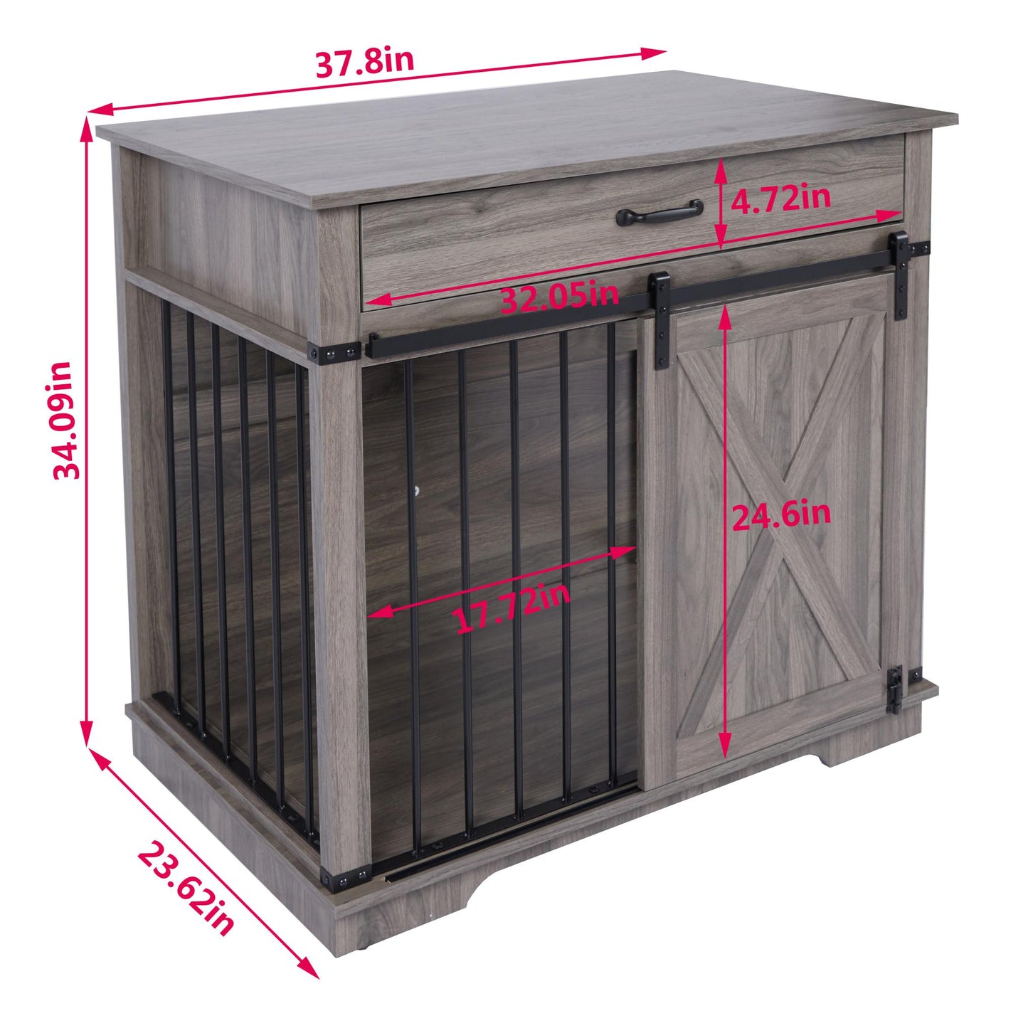 Grey Dog Crate Furniture Kennel for Small/Medium Dogs