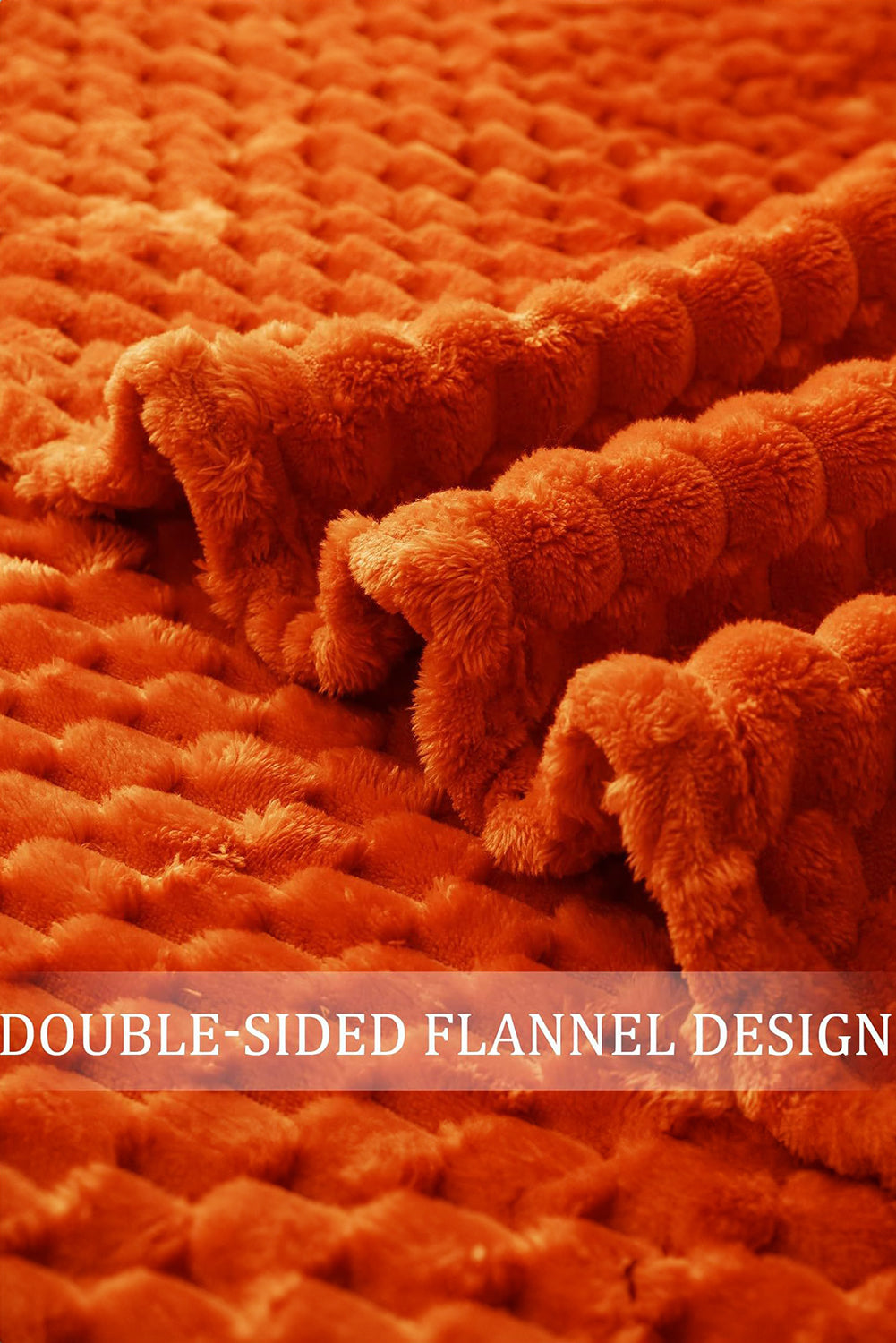 Orange Large Soft Fleece Textured Throw Blanket