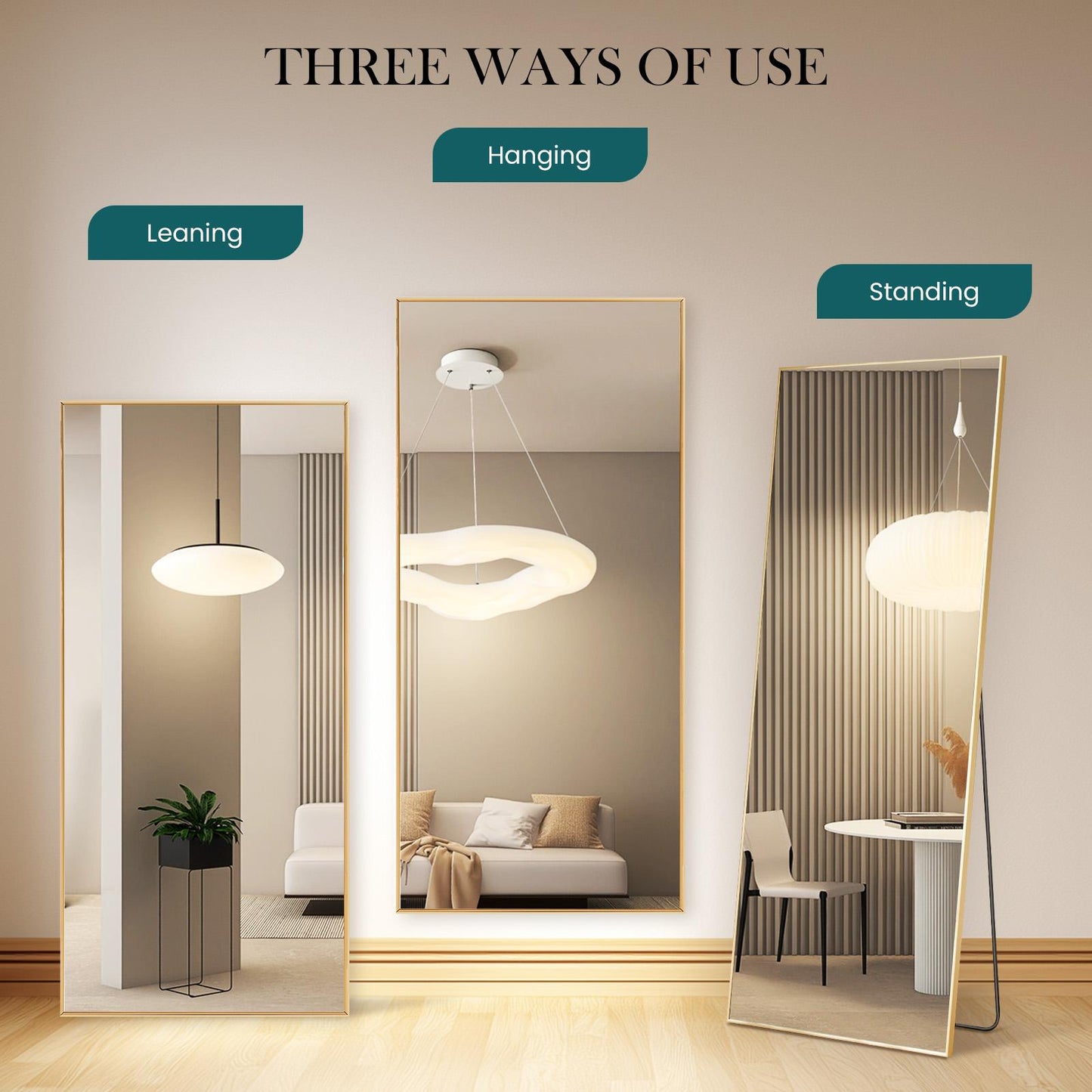 71"x26" Gold Rectangular Full Length Vanity Mirror