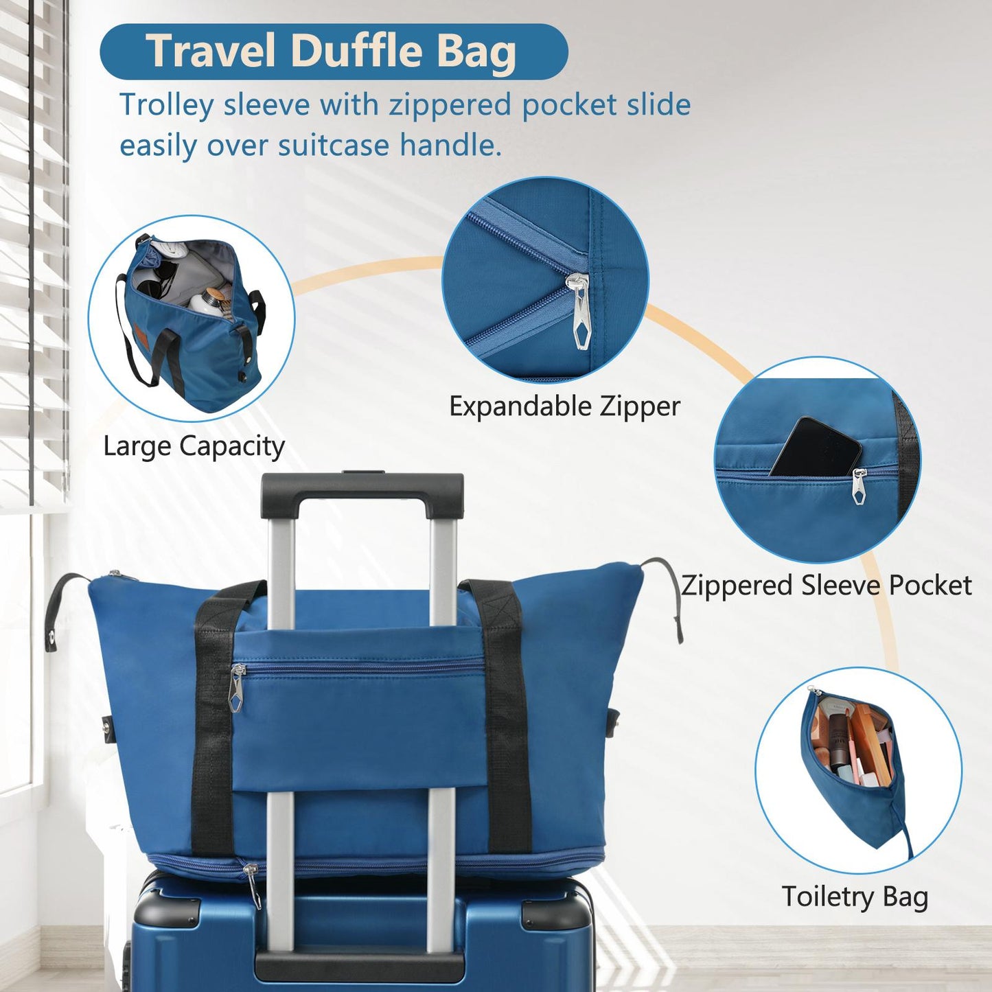 3 Piece Blue Luggage Set w/TSA Lock