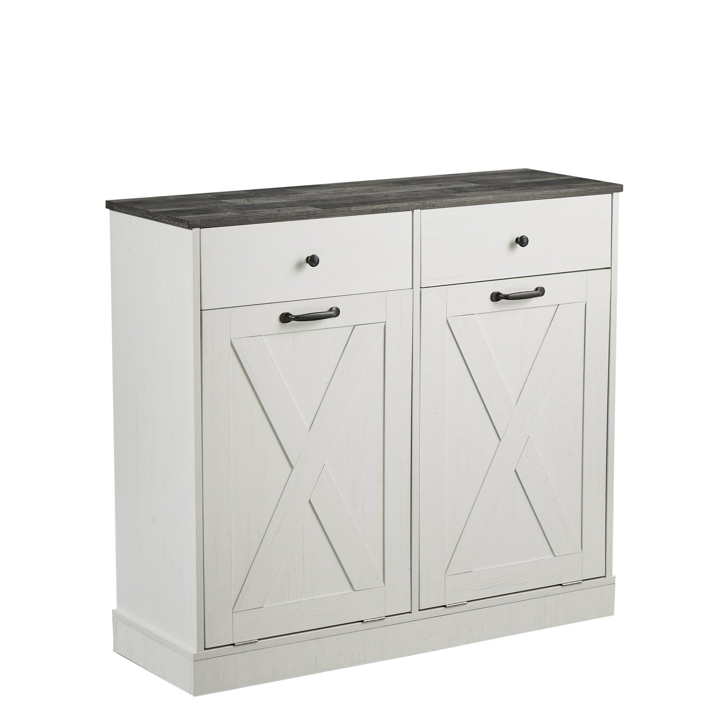 White Double Tilt Trash Can Cabinet