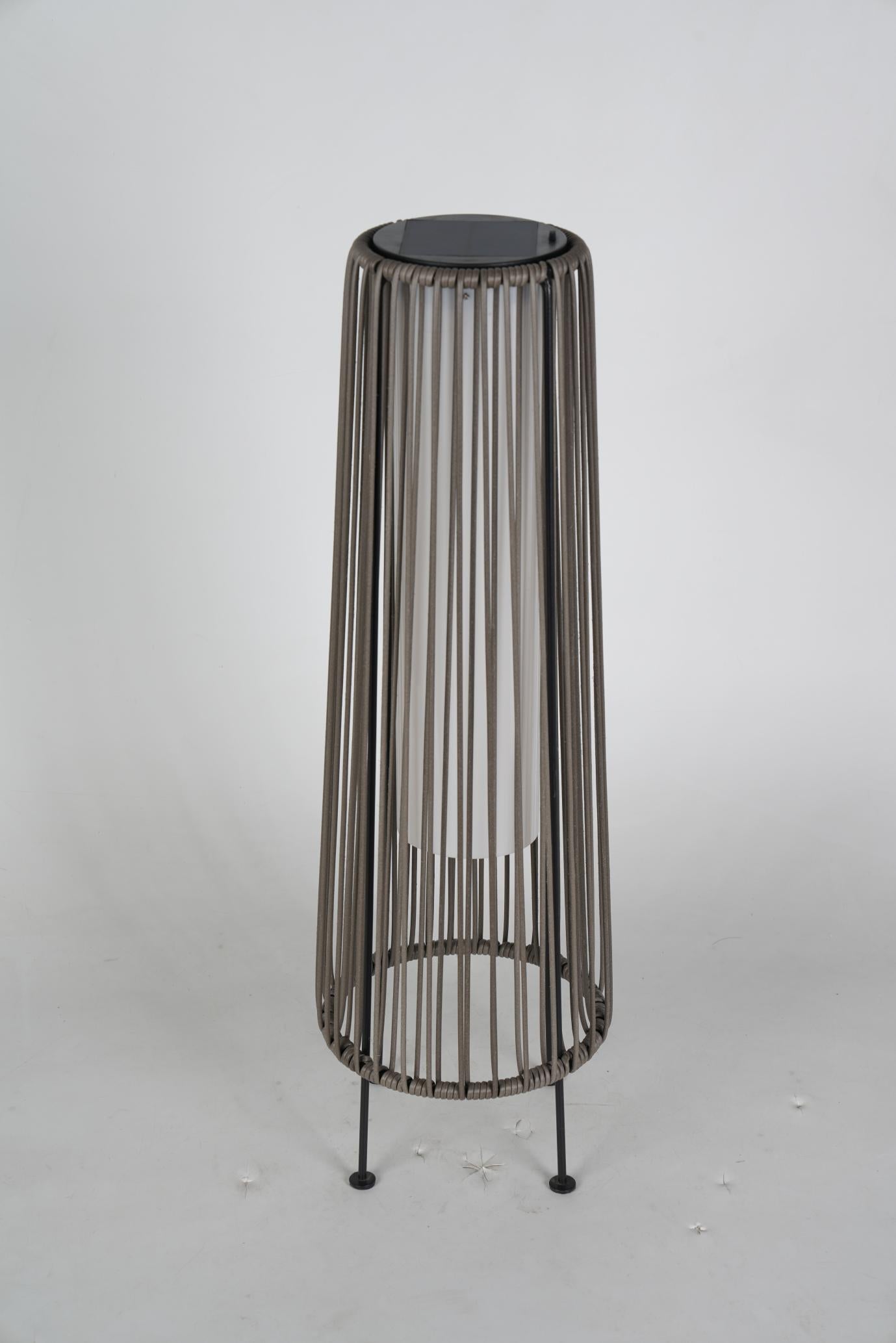 2-Pack Brown Outdoor Wicker Floor Solar Lamps