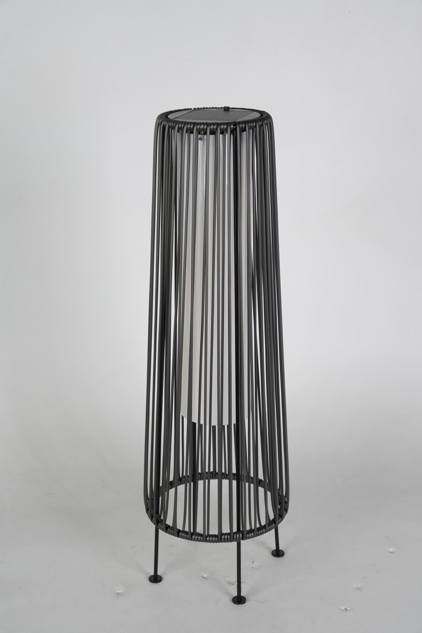 2-Pack Grey Outdoor Wicker Floor Solar Lamps