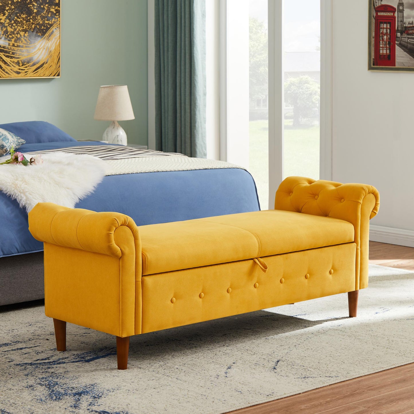 Yellow Large Storage Sofa Bench