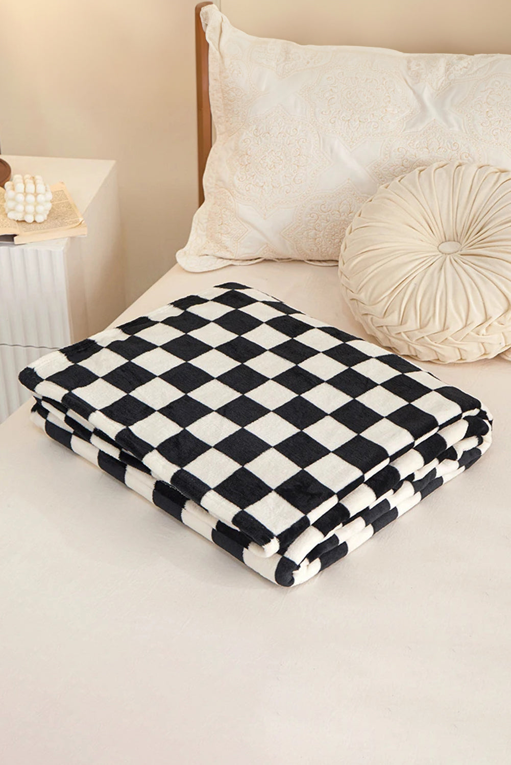 Navy Blue Checkerboard Printed Soft Throw Blanket 120*200cm