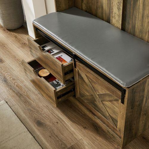 Brown Coat Rack w/ Shoe Cabinet Storage
