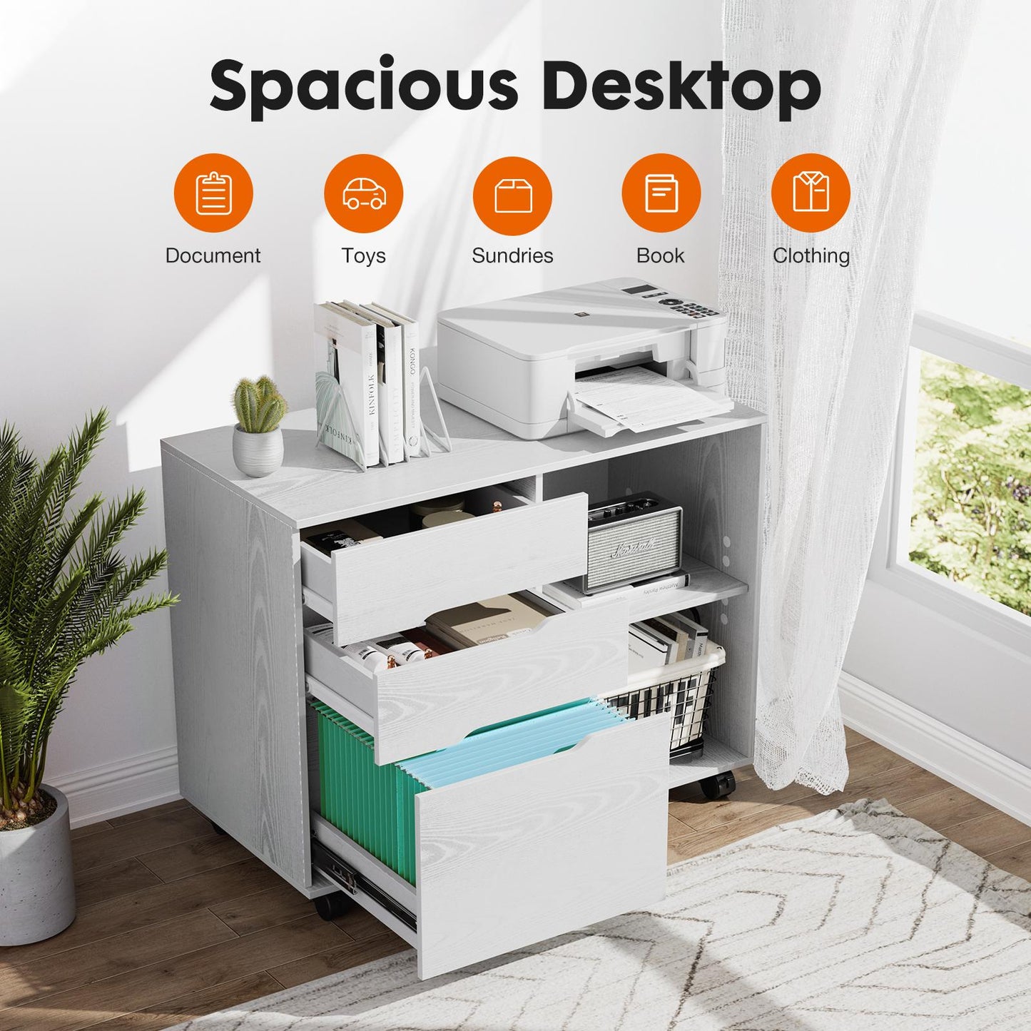 White Office Organizer Filing Cabinet