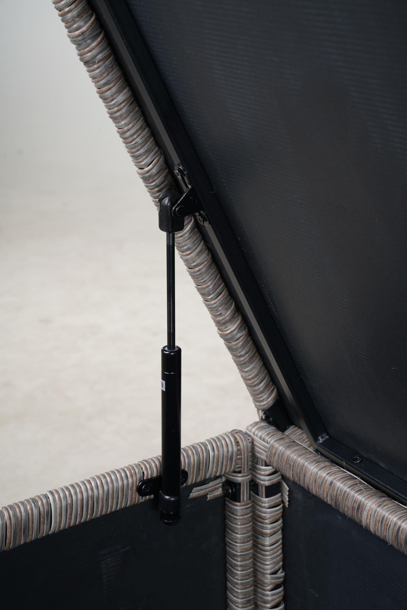 Grey Iron Rattan Storage Bench