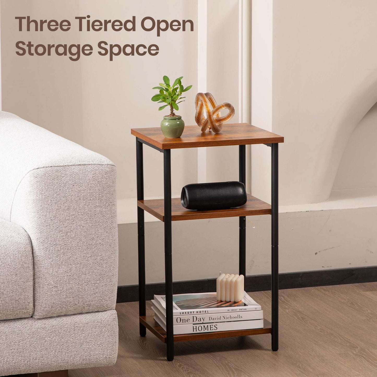 Brown Small Bedside Storage Table