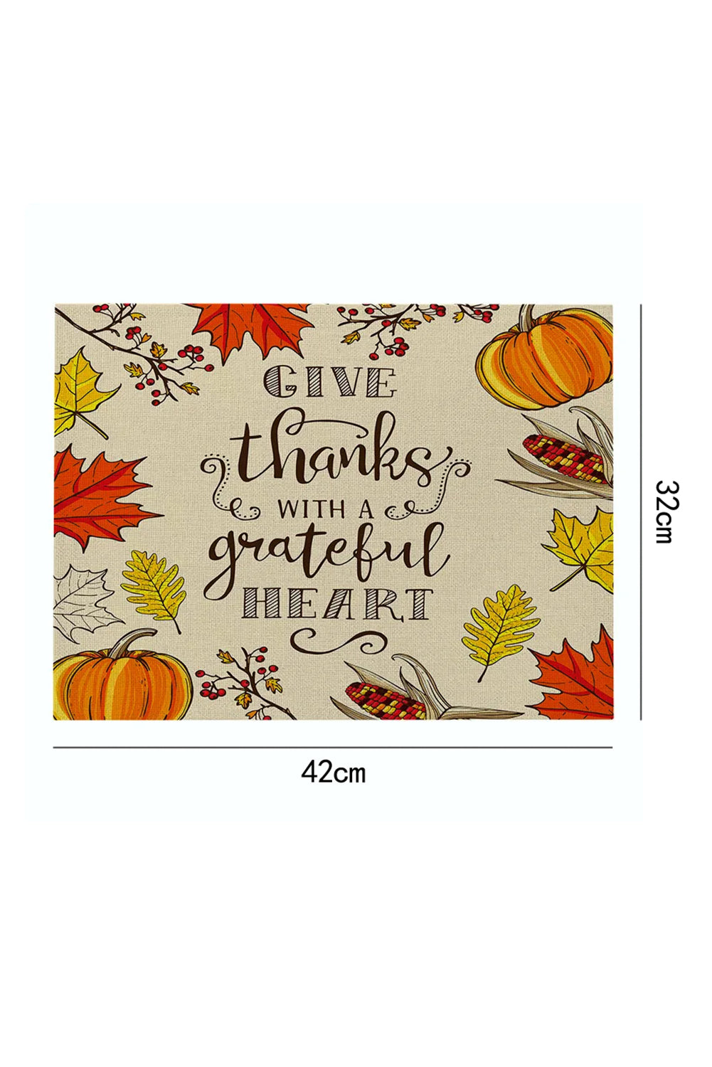 Orange Pumpkin Fall Leaf Thanksgiving Decorative Placemat