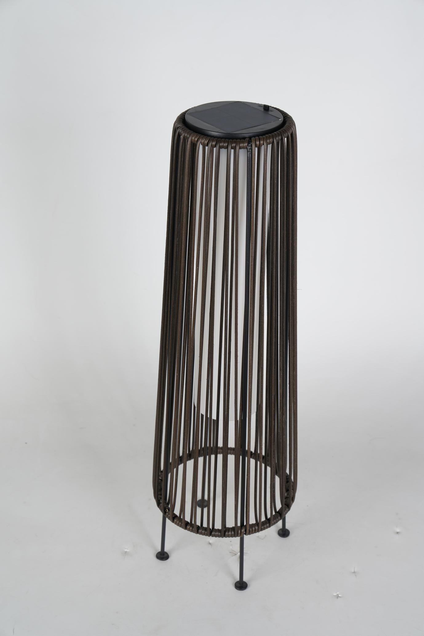 2-Pack Dark Brown Outdoor Wicker Floor Solar Lamps
