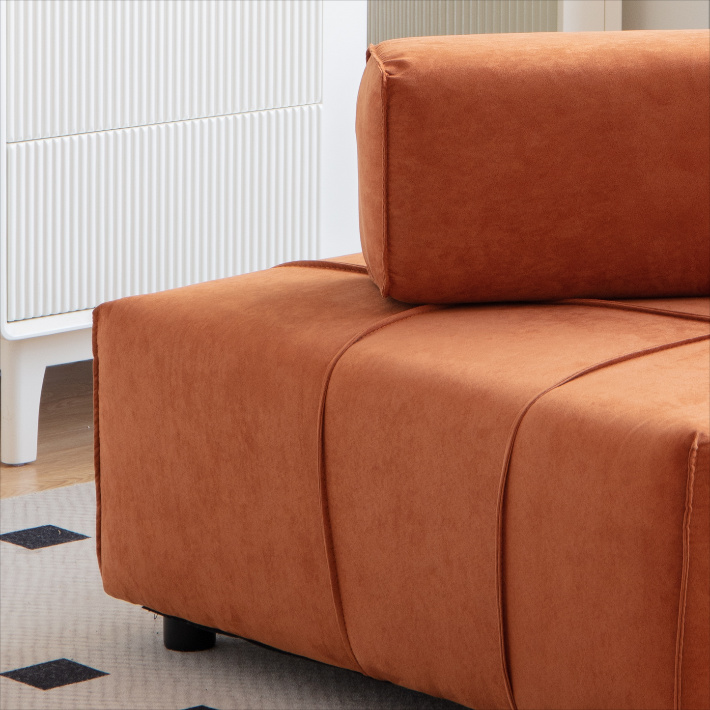 Caramel Modular Ottoman w/ Removable Back Cushion -33.1"