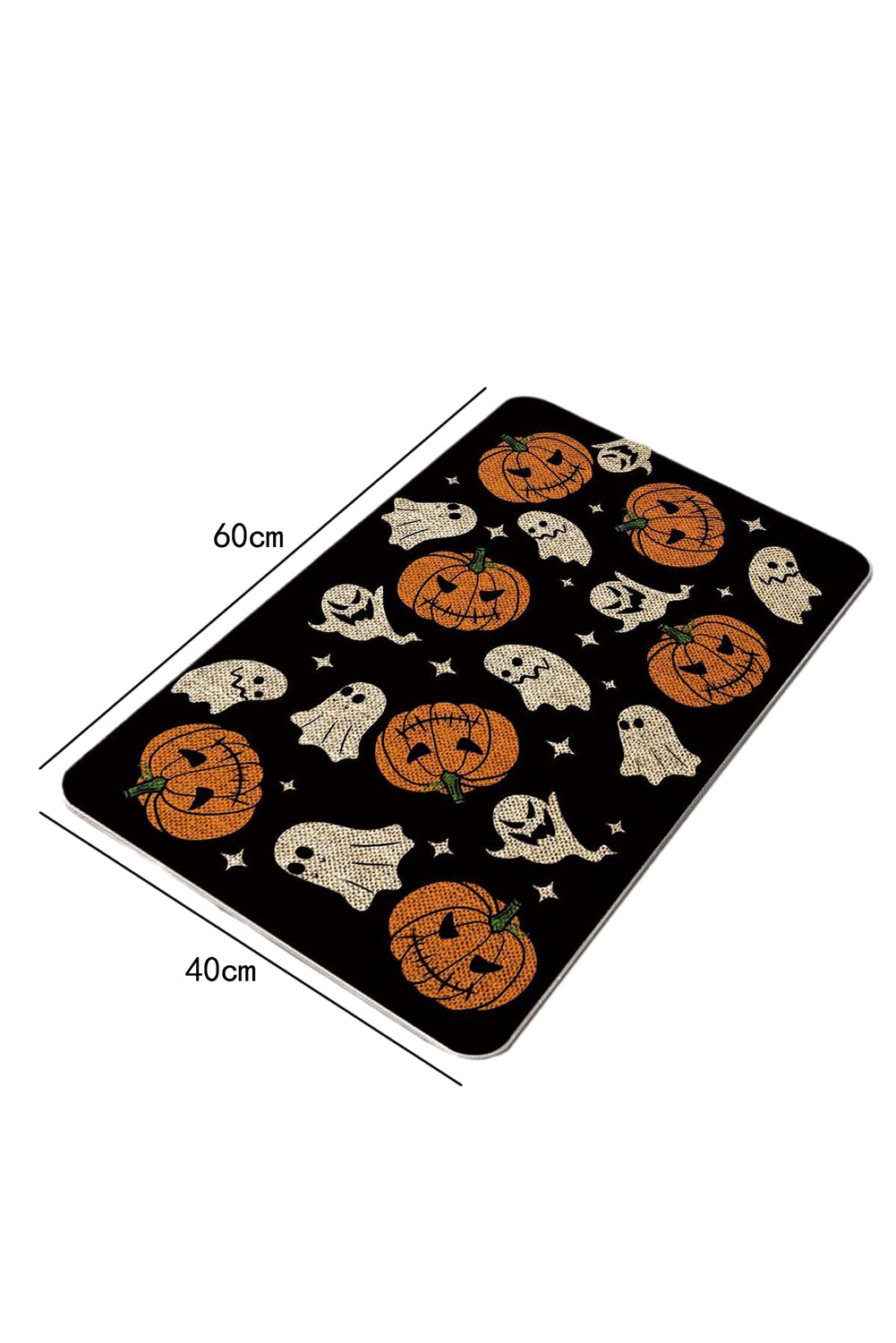Black Halloween Pumpkin Ghost Print Doormat