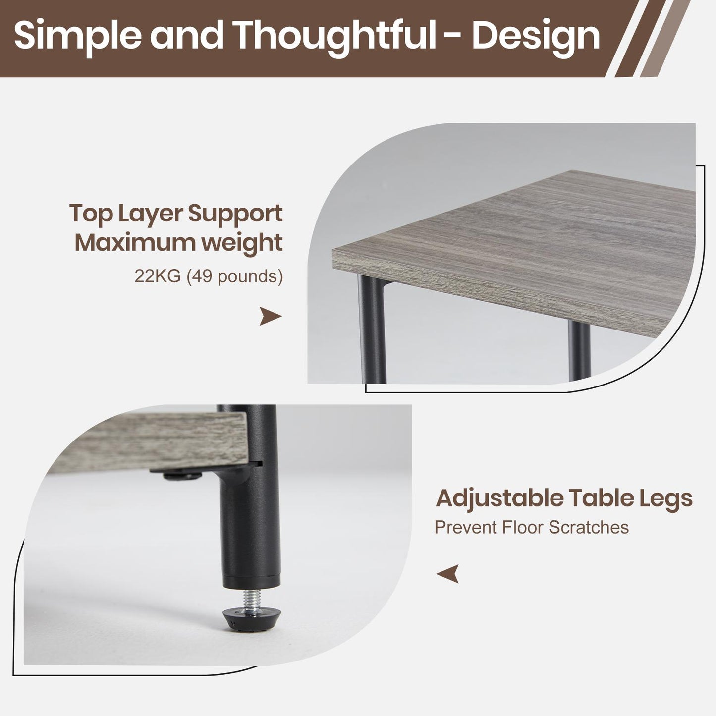 Set of 2 Grey Small Bedside Storage Table