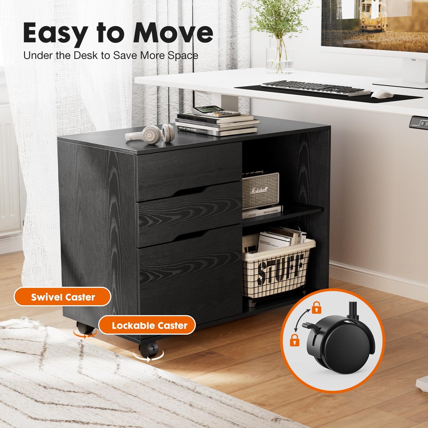 Black Office Organizer Filing Cabinet
