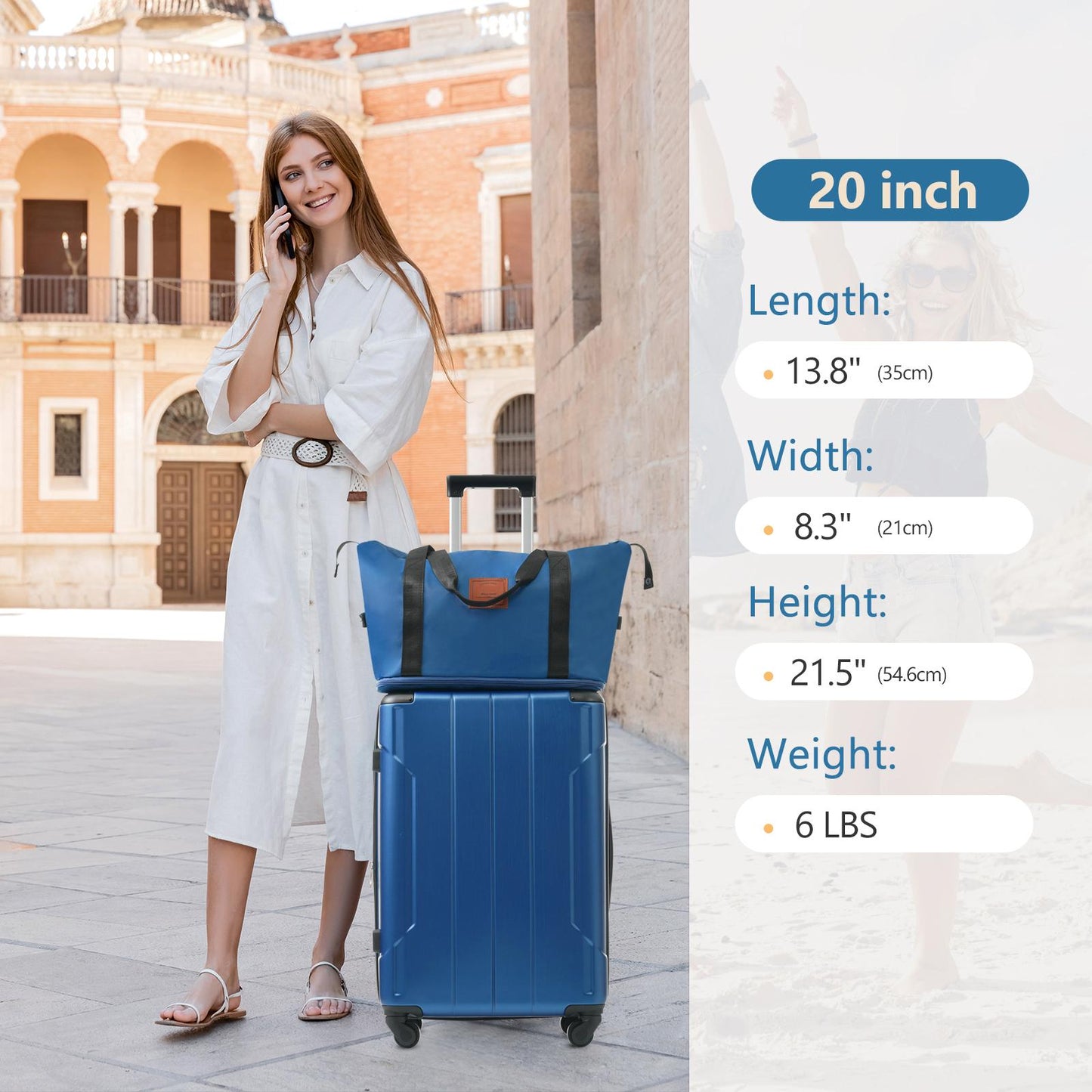 3 Piece Blue Luggage Set w/TSA Lock