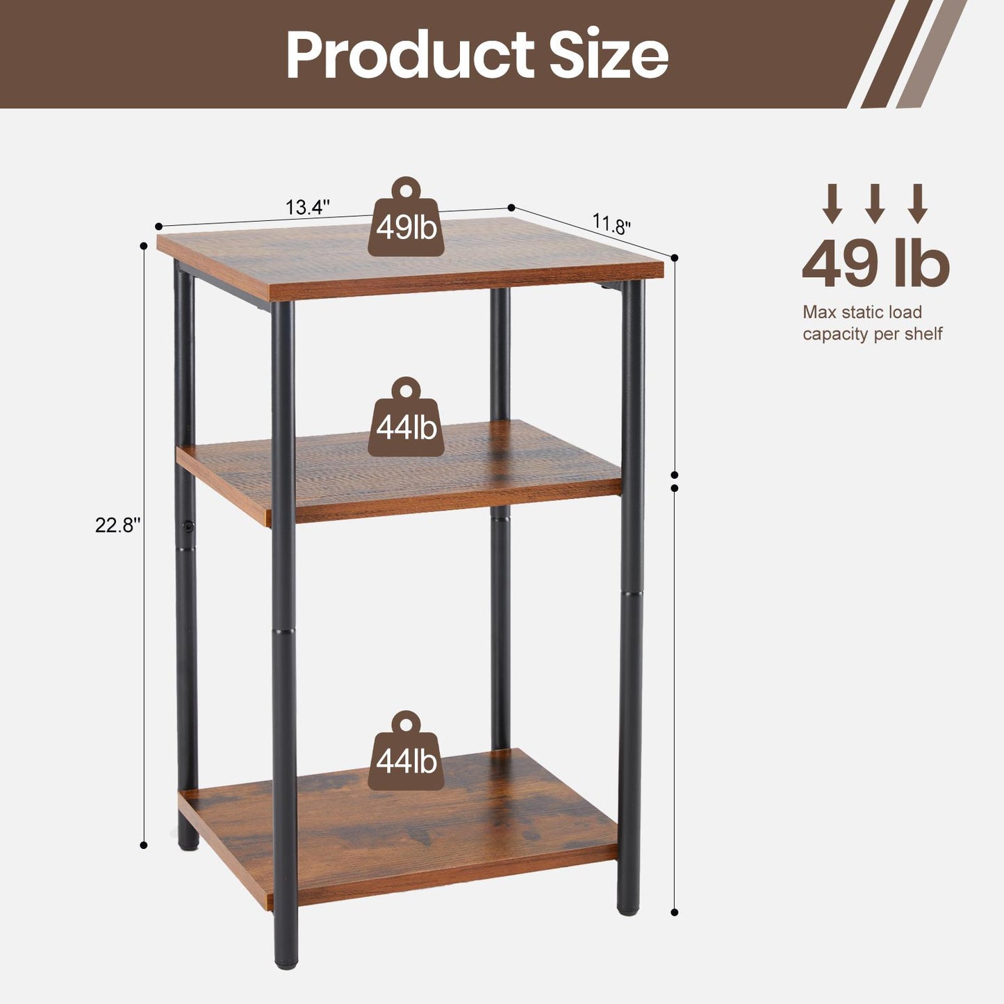 Brown Small Bedside Storage Table