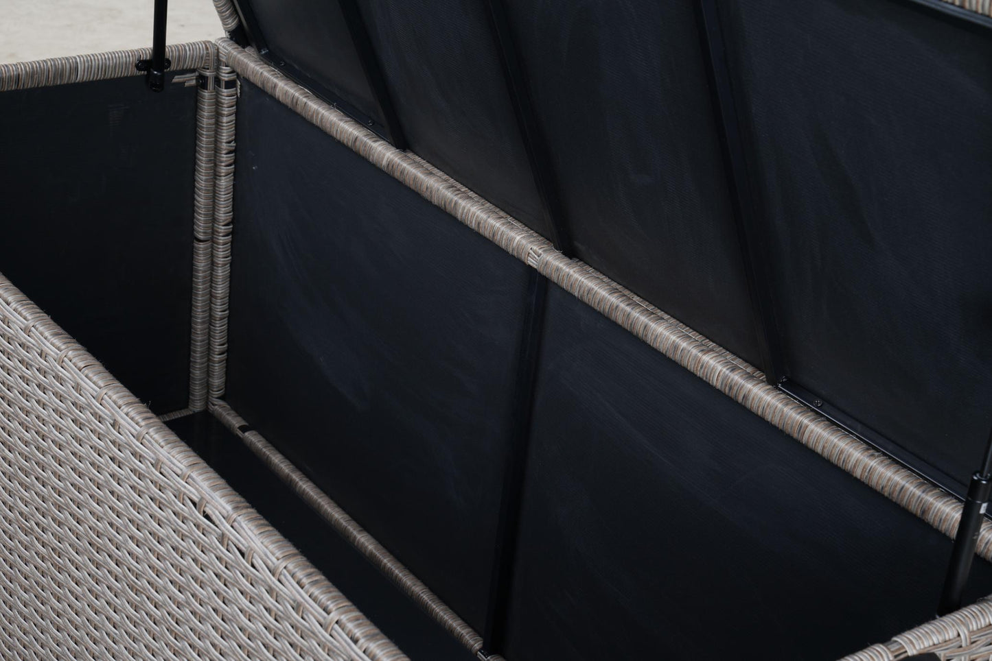 Grey Iron Rattan Storage Bench
