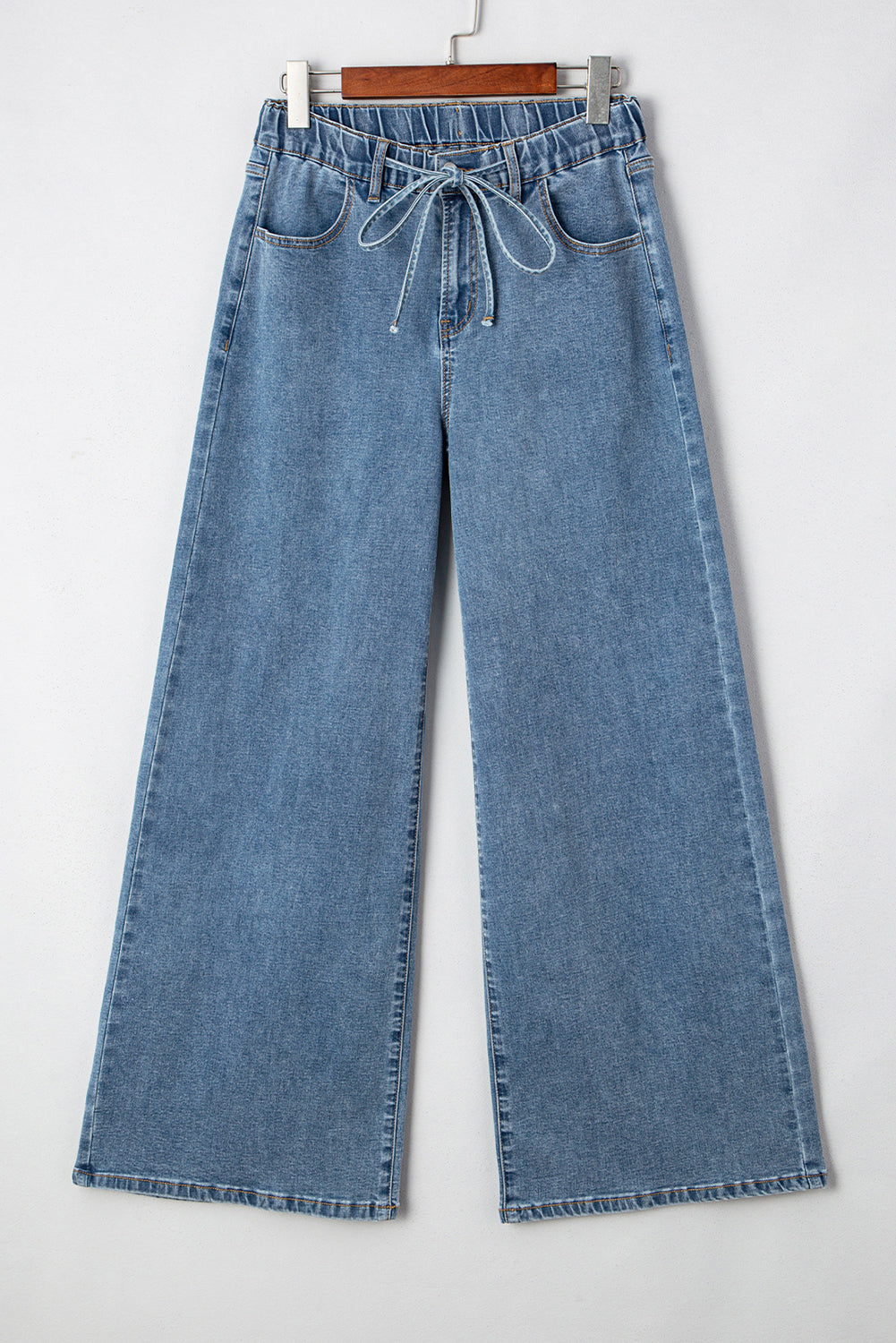 Dusk Blue Medium Wash Super Wide Leg Denim Pants