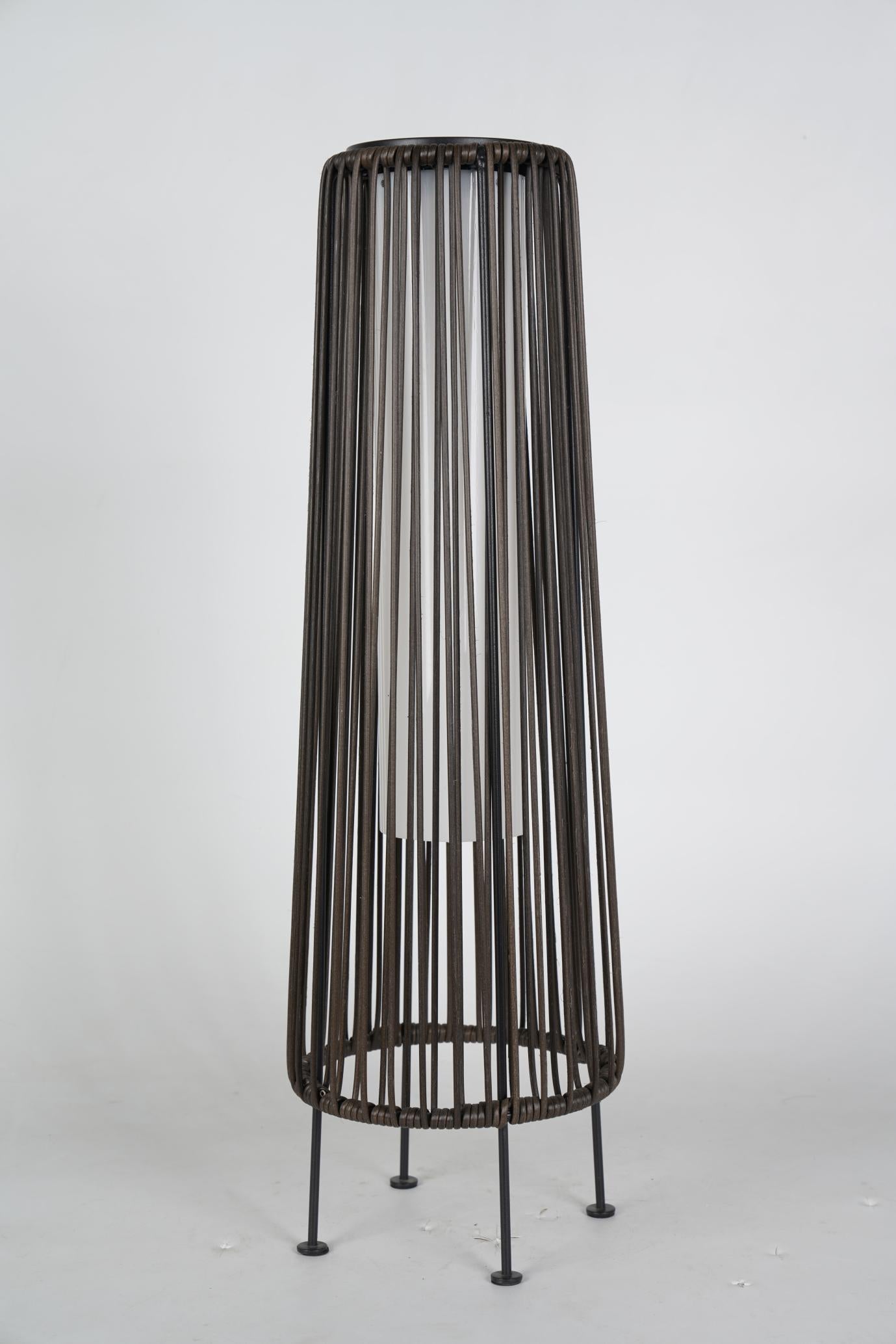2-Pack Dark Brown Outdoor Wicker Floor Solar Lamps