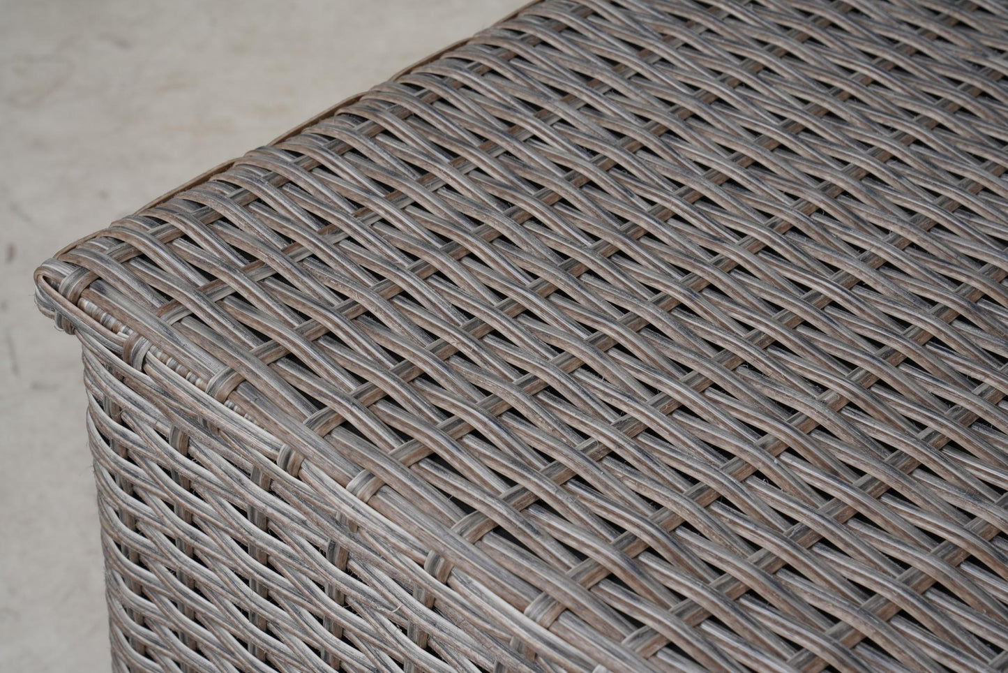 Grey Iron Rattan Storage Bench
