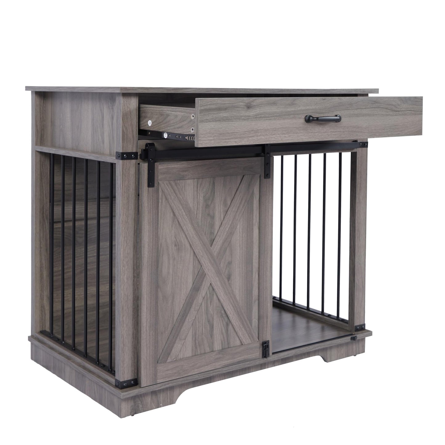 Grey Dog Crate Furniture Kennel for Small/Medium Dogs