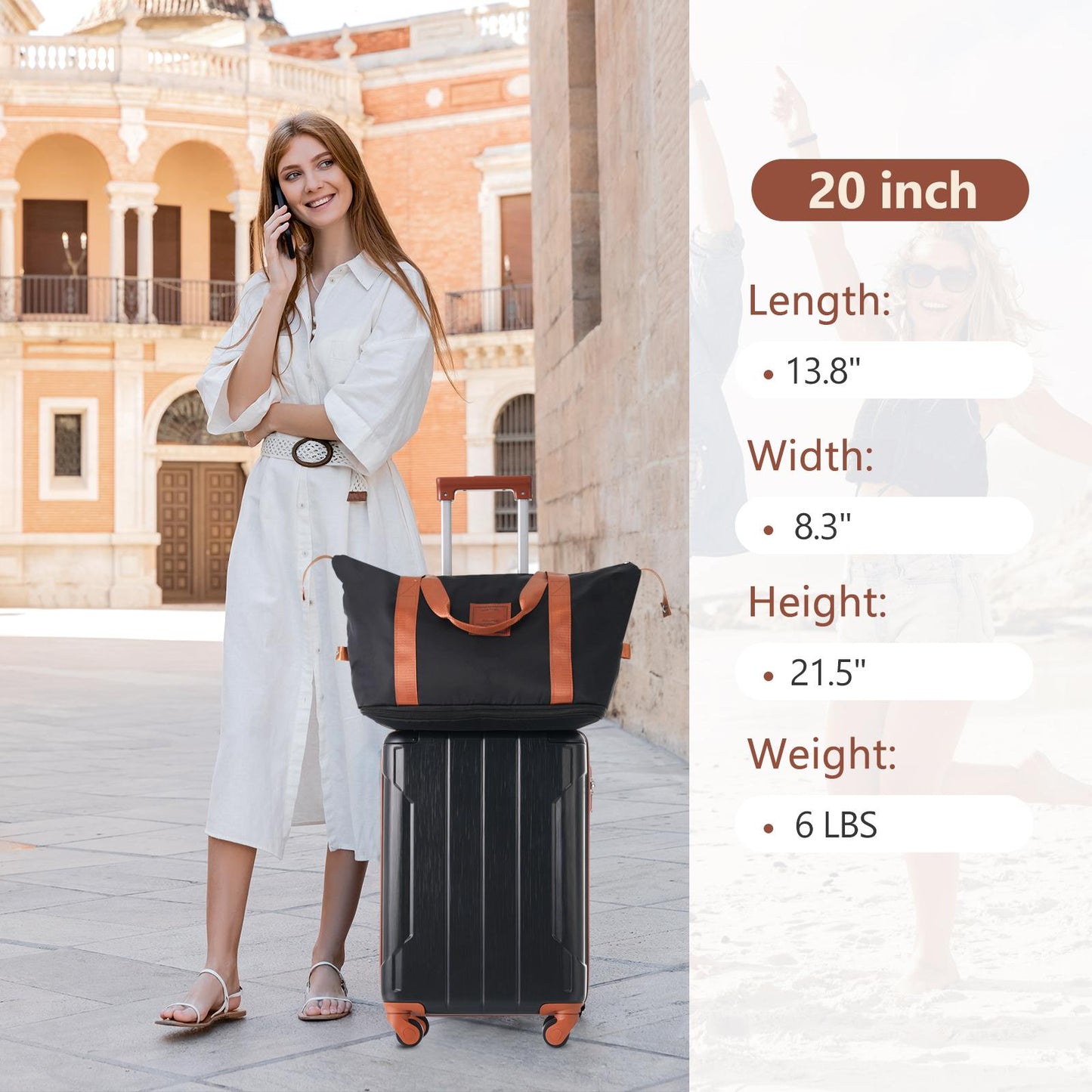3 Piece Black Luggage Set w/TSA Lock