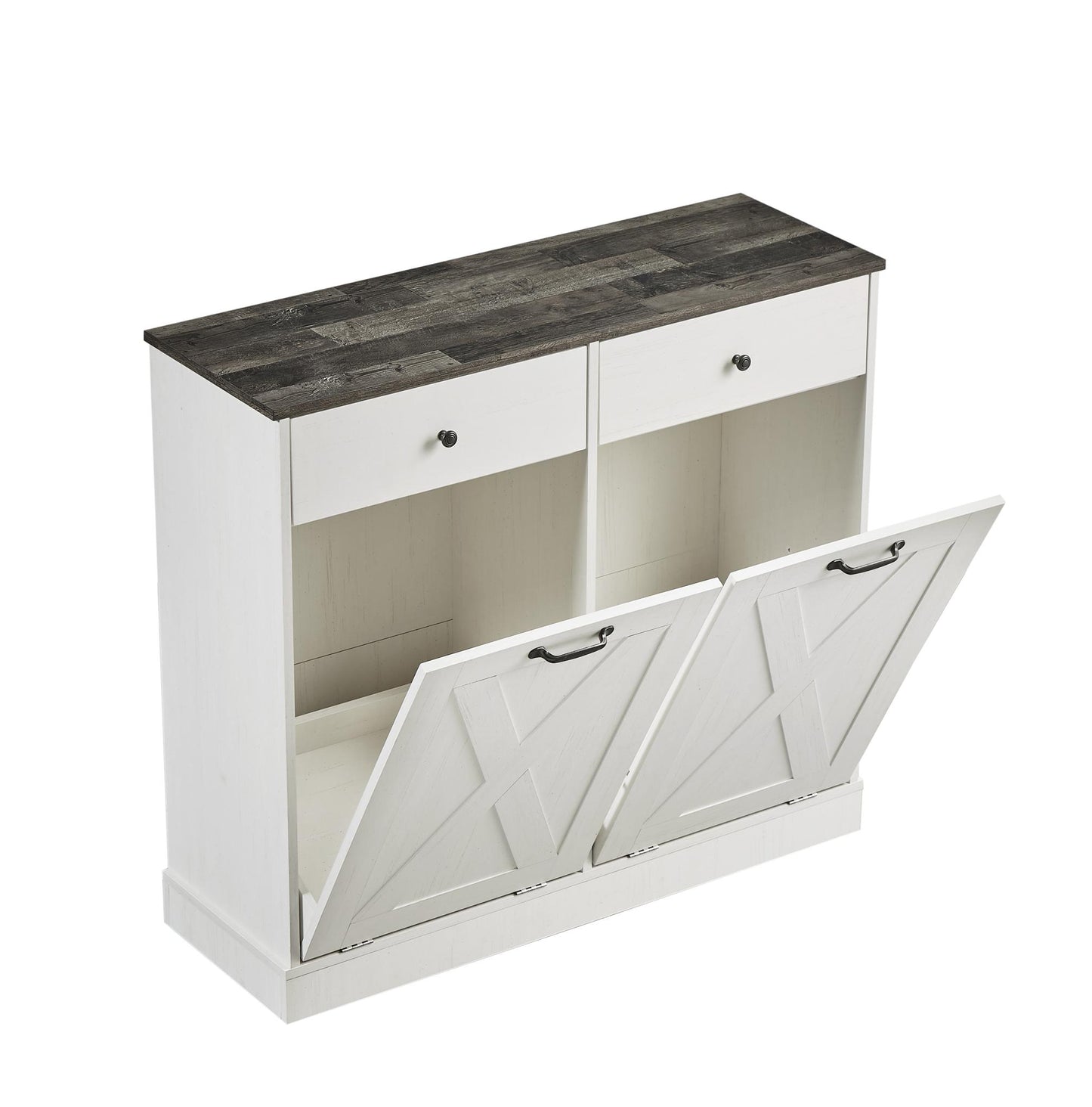 White Double Tilt Trash Can Cabinet