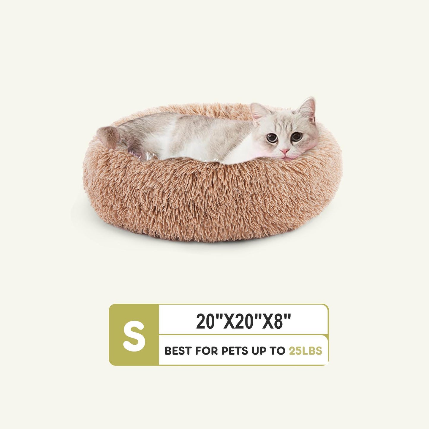 Medium Brown Anti-Slip Fluffy Plush Faux Fur Pet Bed