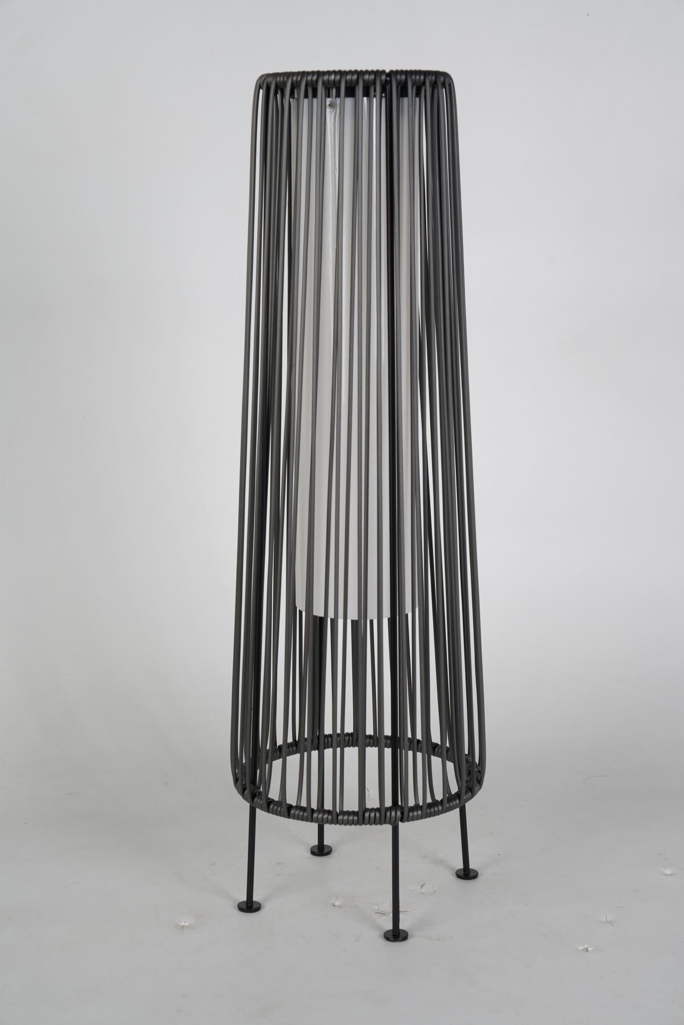2-Pack Grey Outdoor Wicker Floor Solar Lamps