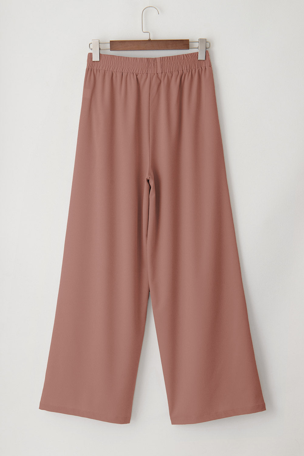 Coffee High Waisted Tie Front Side Pocket Wide Leg Flowy Casual Pants