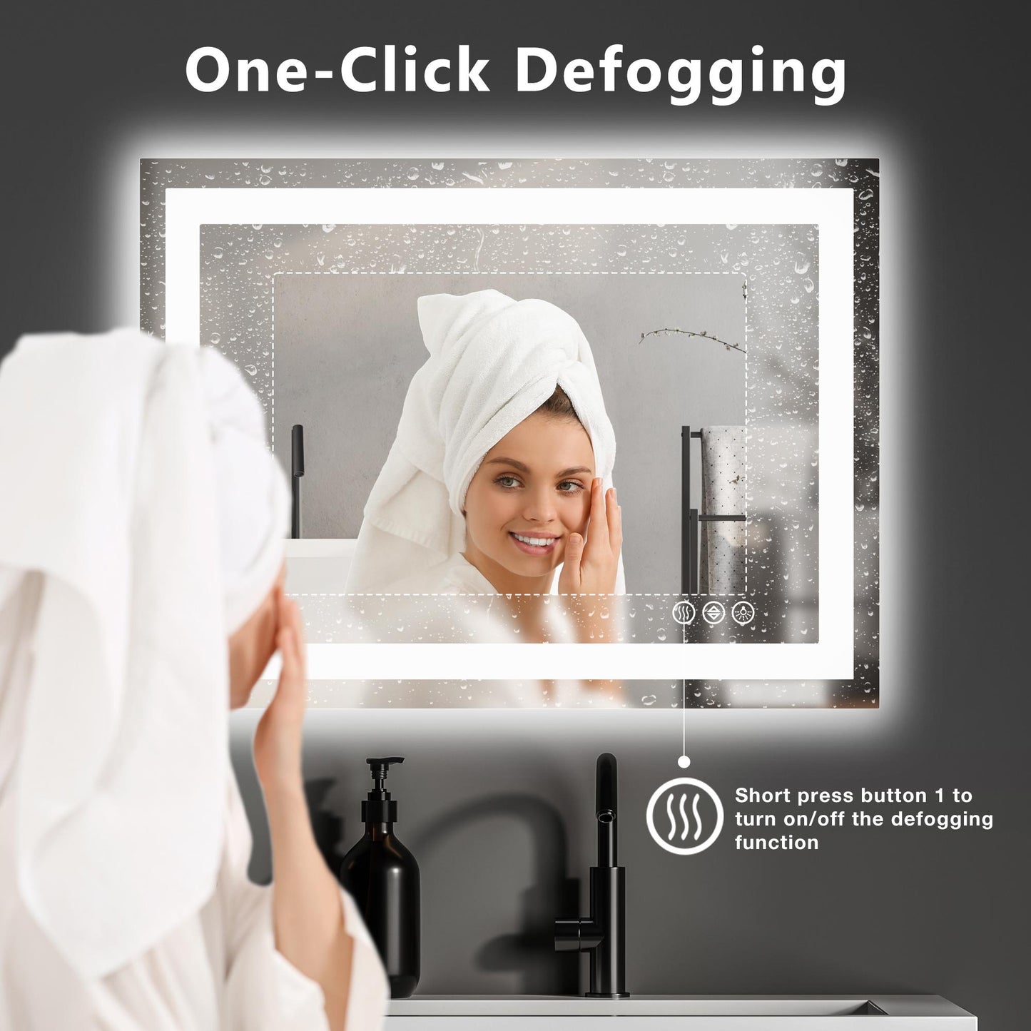 28"x36" Anti-fog LED Bathroom Mirror w/ Dual Light Source & Three Lighting Modes