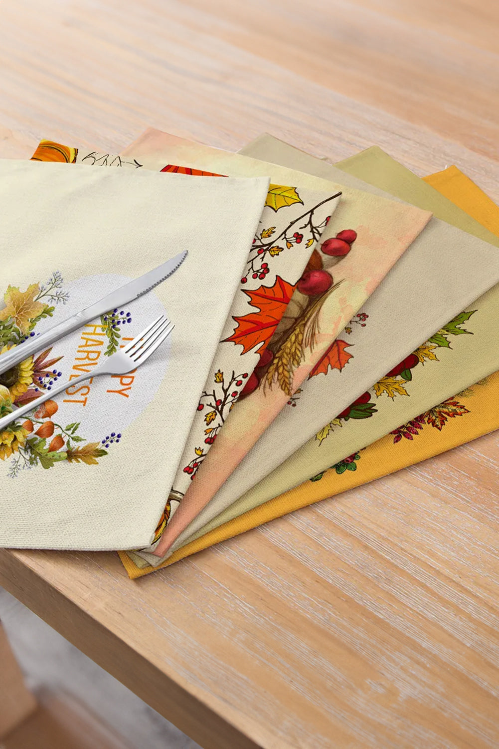 Orange Pumpkin Fall Leaf Thanksgiving Decorative Placemat