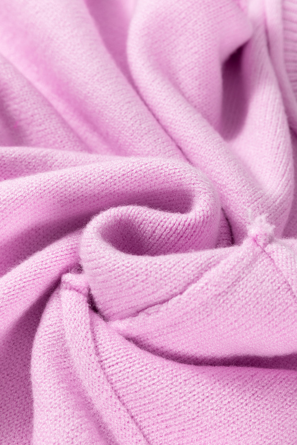 Pink Roll Hem Ribbed Detail Drop Shoulder Sweater