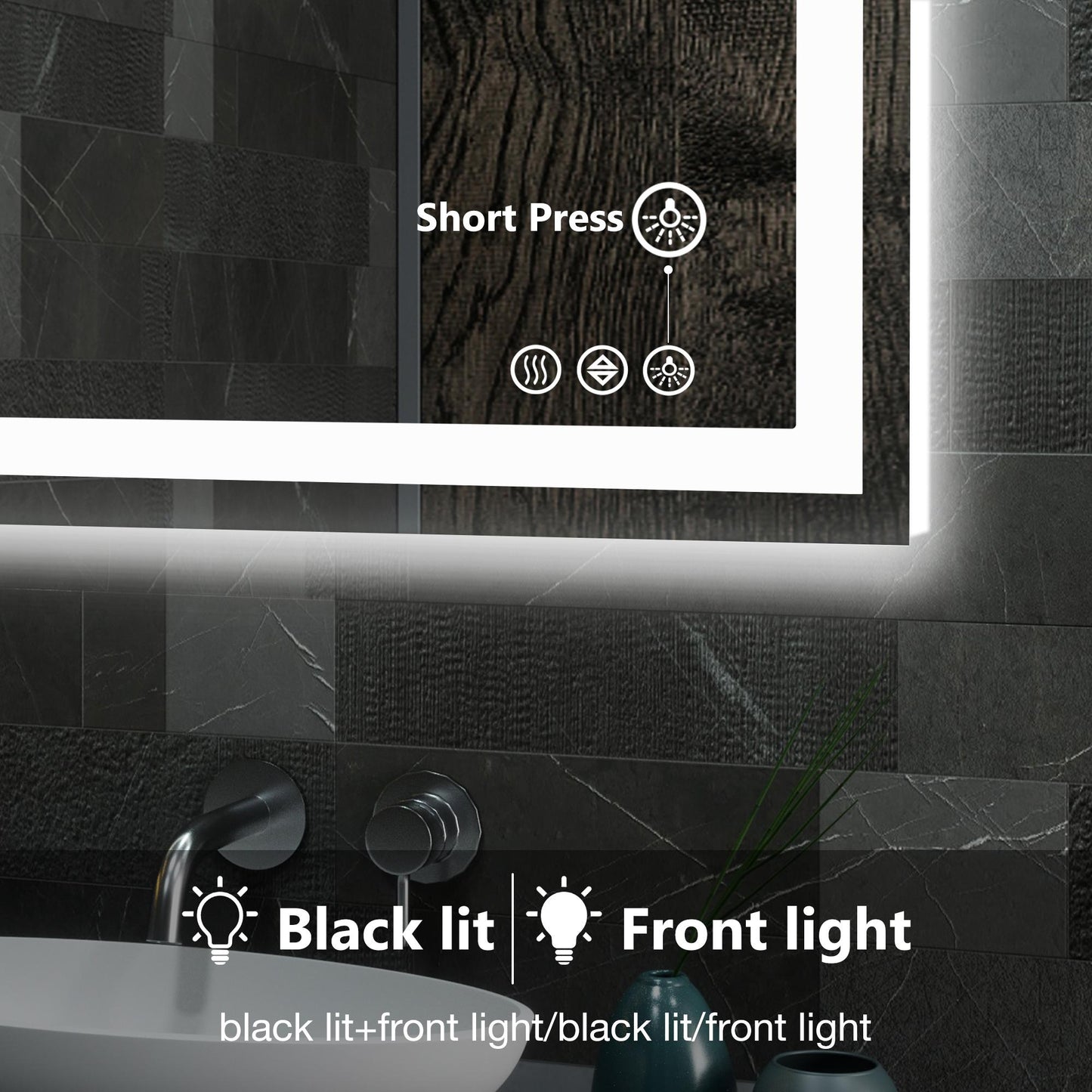 24"x36" Anti-fog LED Bathroom Mirror w/ Dual Light Source & Three Lighting Modes