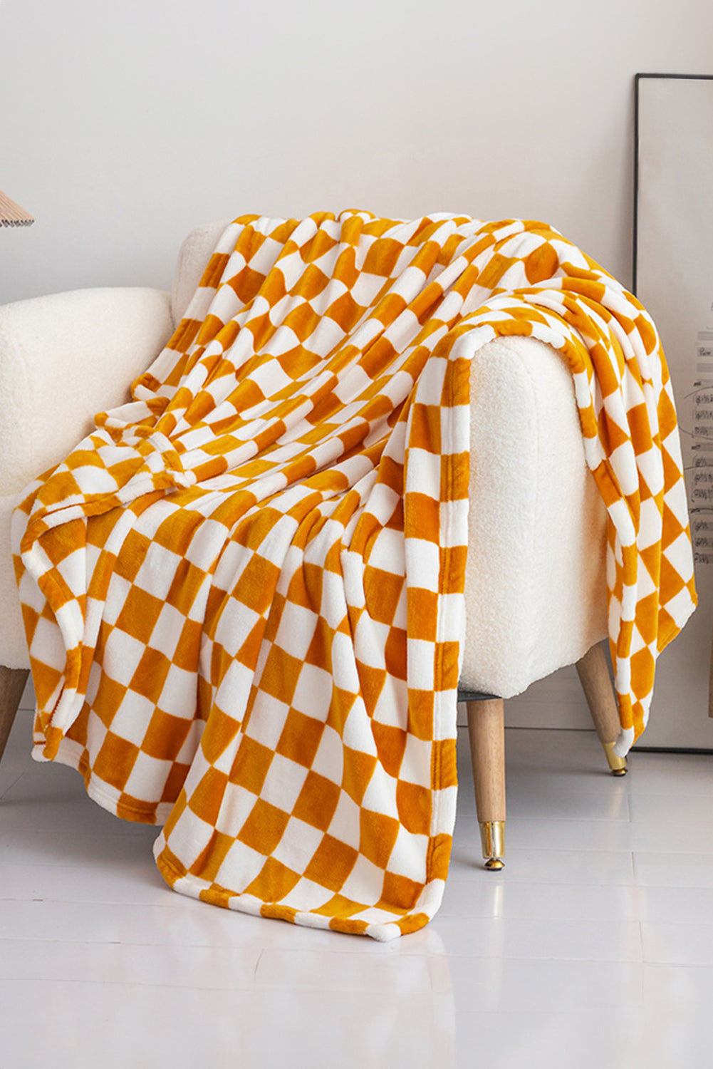Navy Blue Checkerboard Printed Soft Throw Blanket 120*200cm