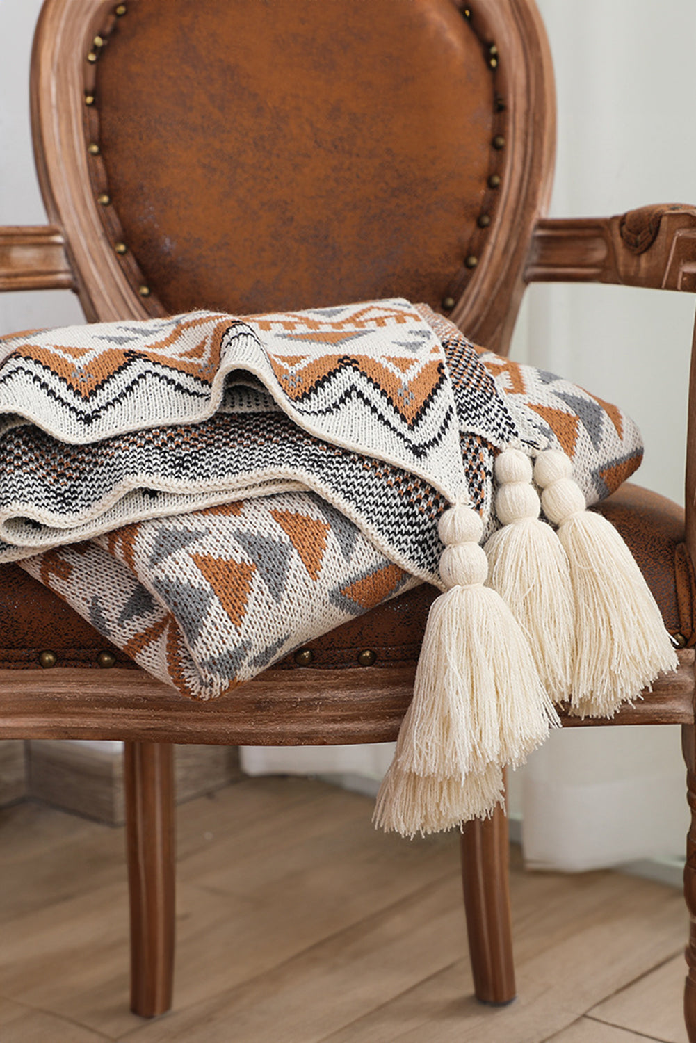 Parchment Boho Tassel Winter Throw Blanket